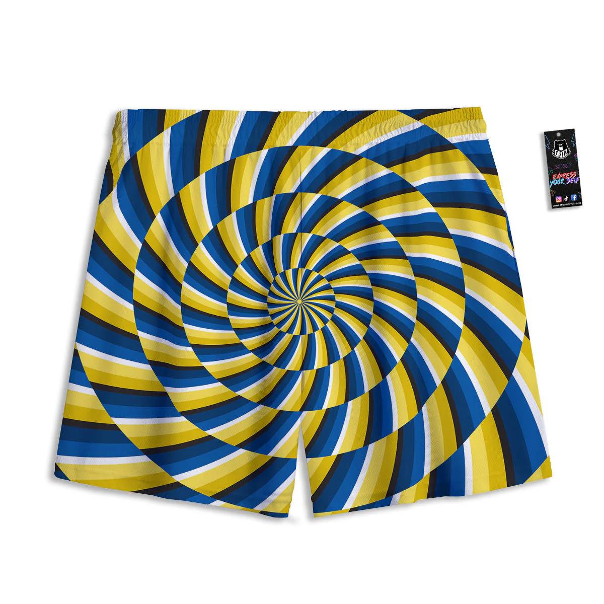 Illusory Motion Yellow And Blue Print Mesh Shorts - Image 2