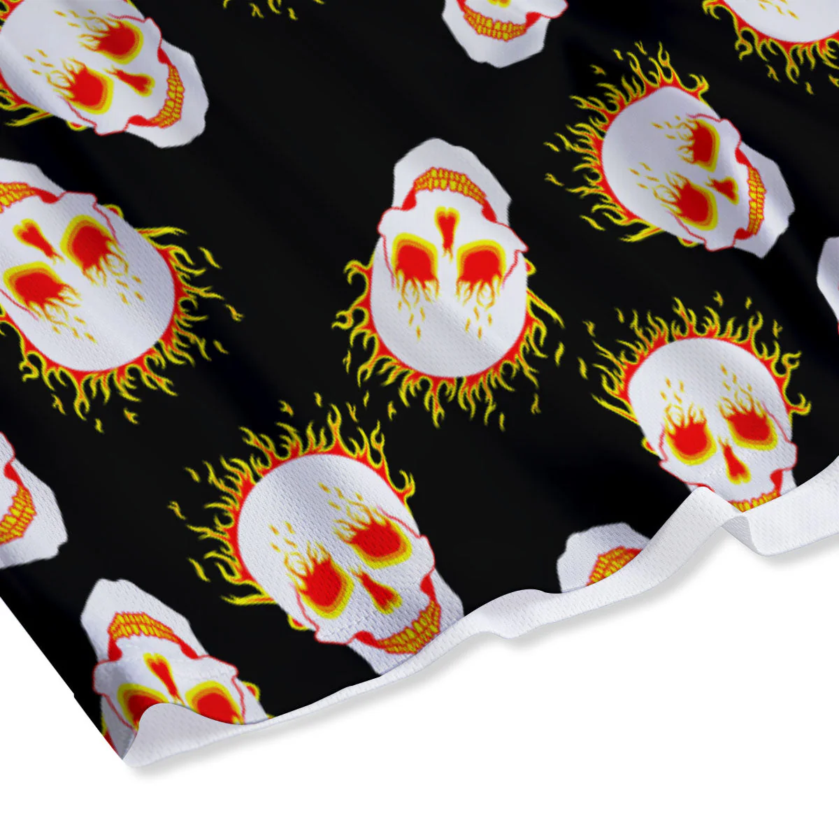 In Flames Skull Print Pattern Mesh Shorts - Image 4