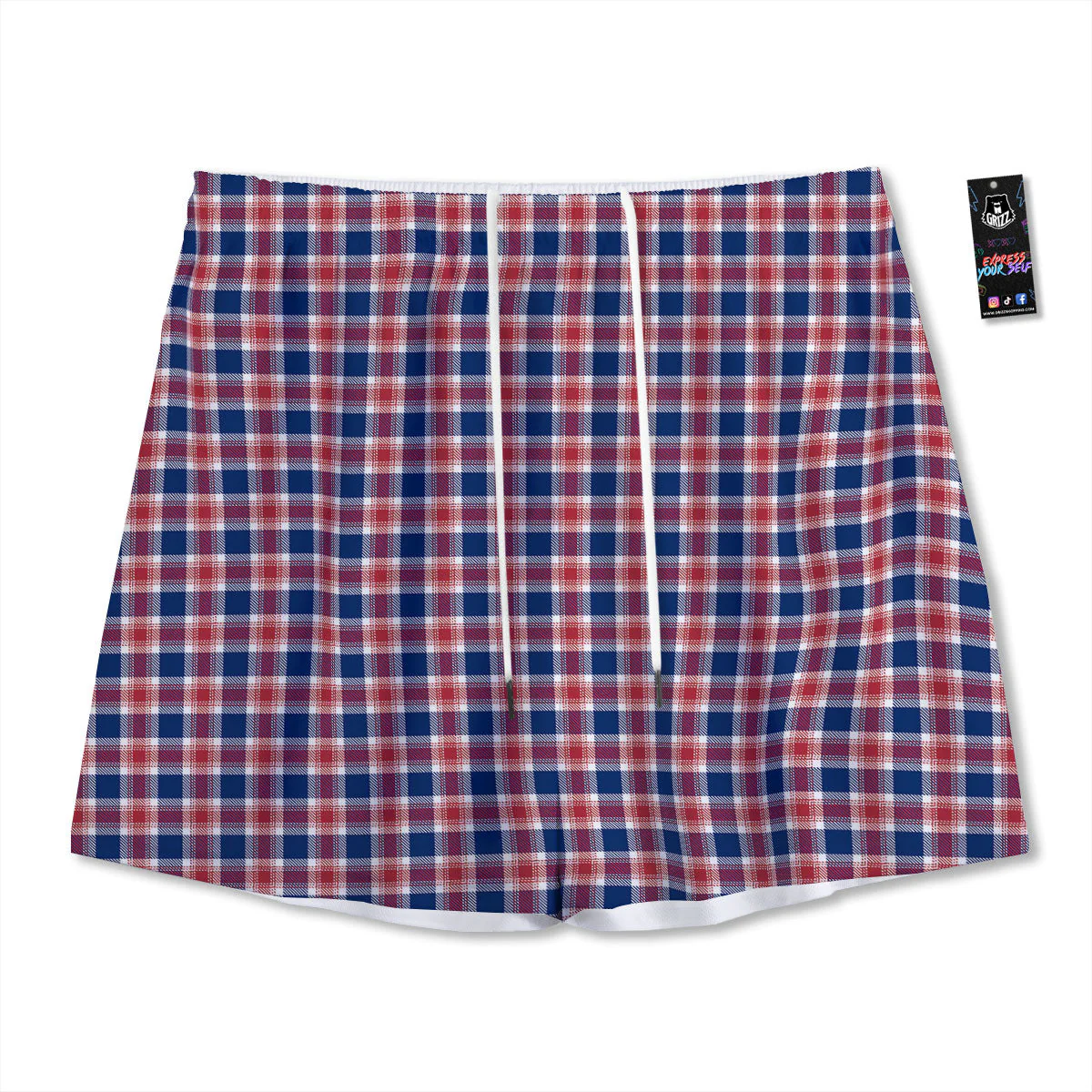 Independence Day American Plaid Print Mesh Shorts
