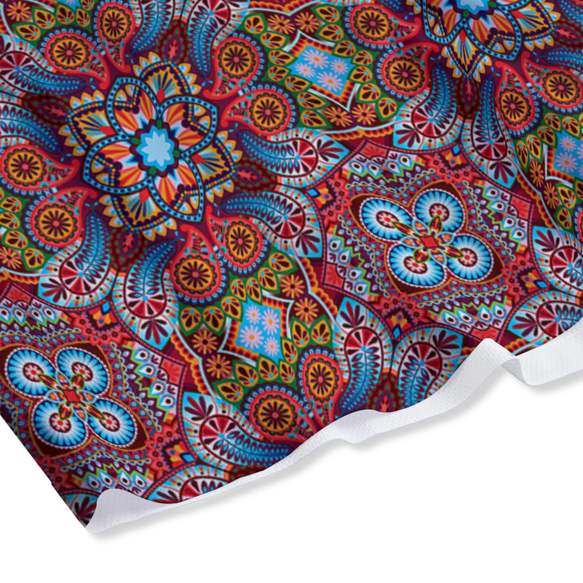 India Paisley Colorful Print Pattern Mesh Shorts - Image 4