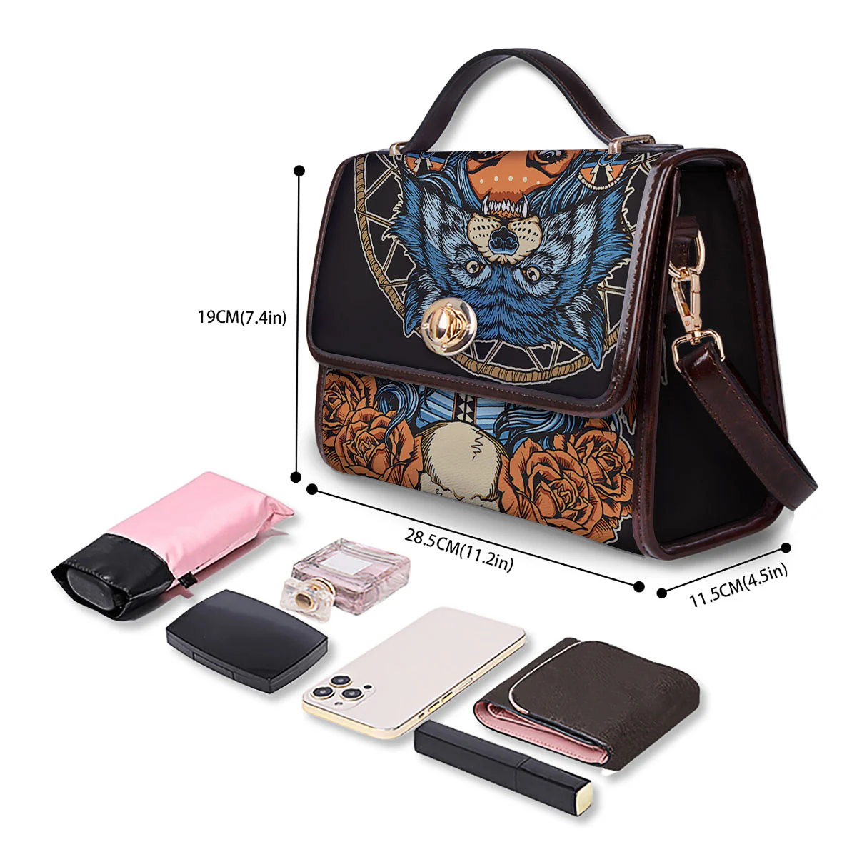 Indian Girl Native Portrait Print Women's Satchel Bag - Image 4