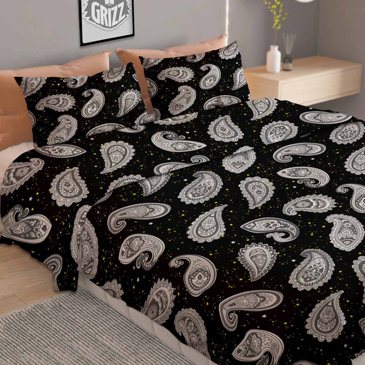 Indian Rug Tribal And Yellow Star Print Pattern Duvet Cover Bedding Set - Image 2