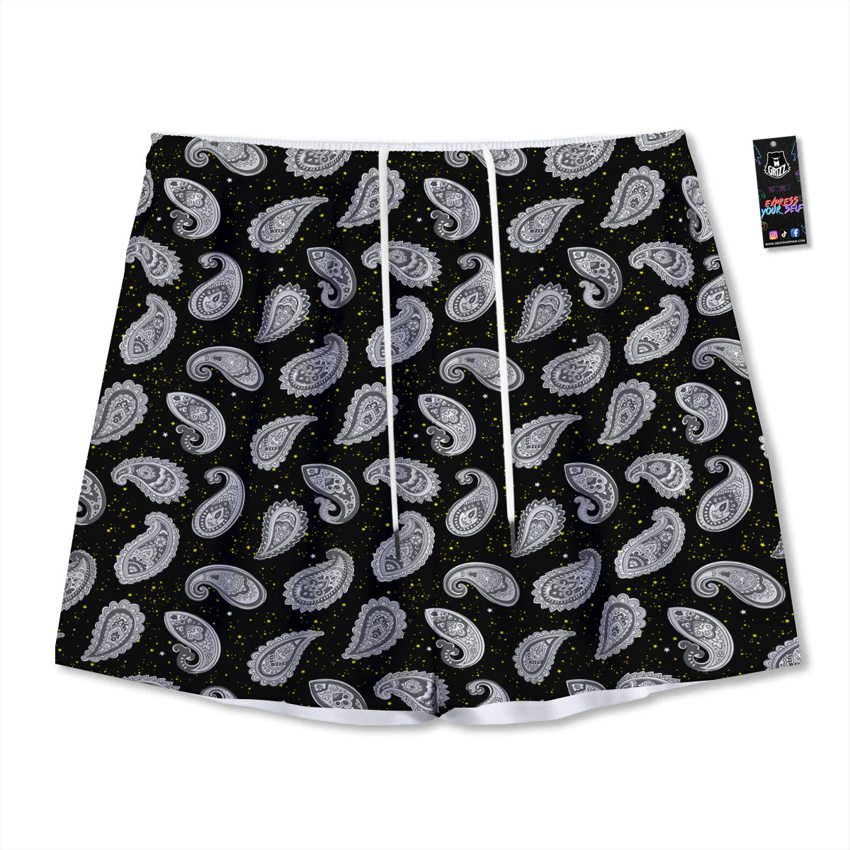 Indian Rug Tribal And Yellow Star Print Pattern Mesh Shorts