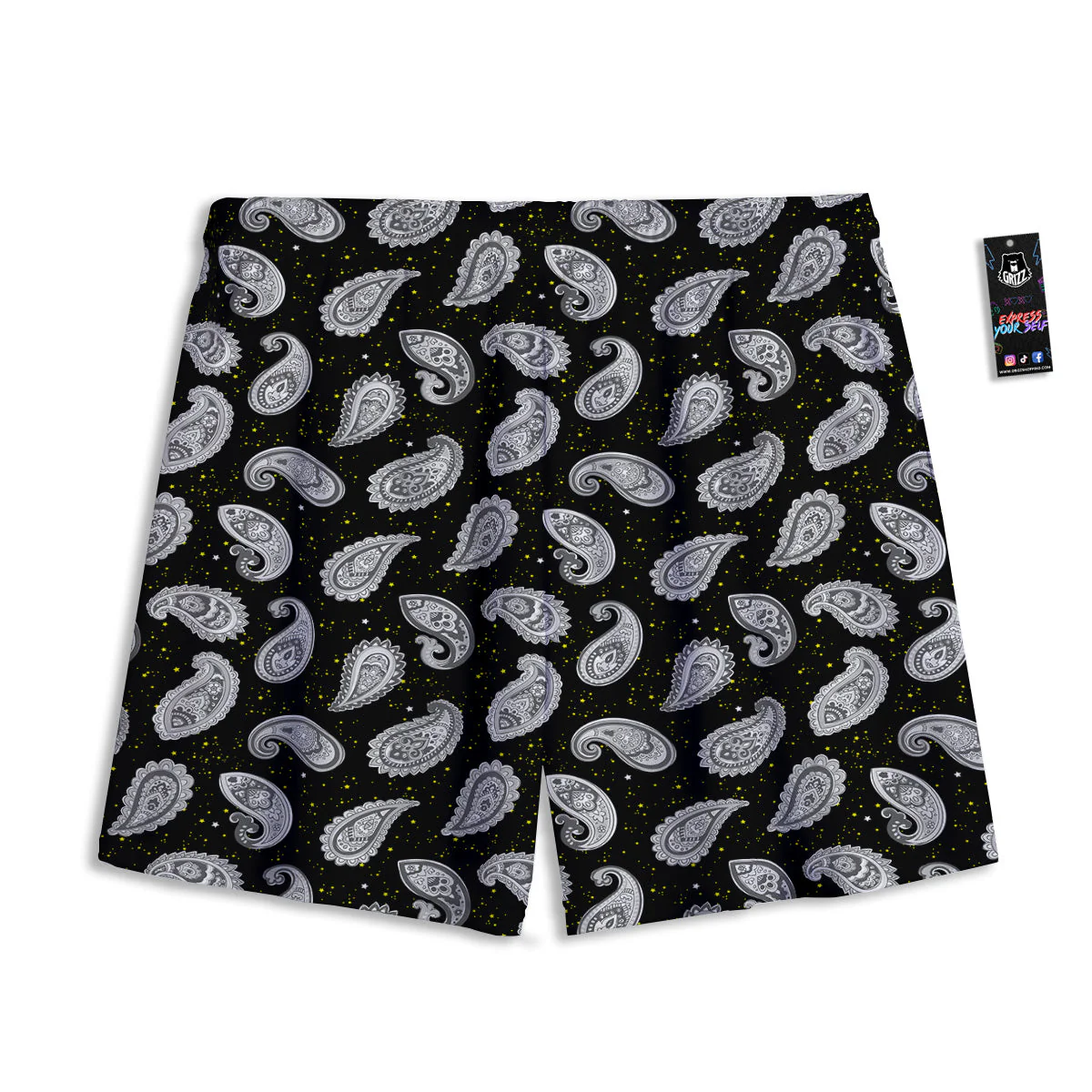 Indian Rug Tribal And Yellow Star Print Pattern Mesh Shorts - Image 2