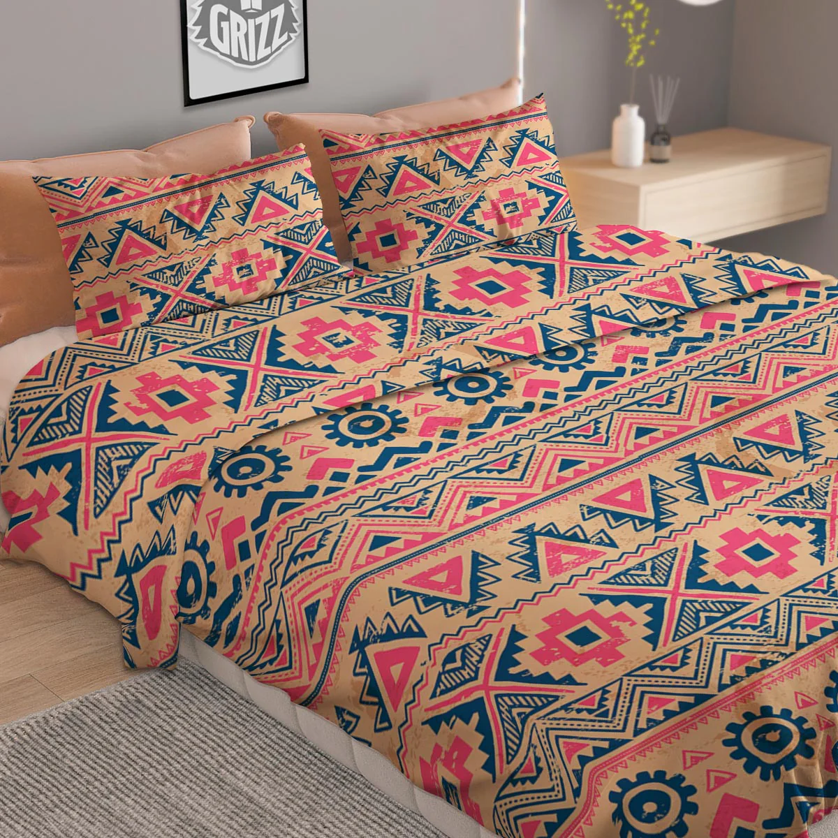 Indian Tribal Native Print Pattern Duvet Cover Bedding Set - Image 2