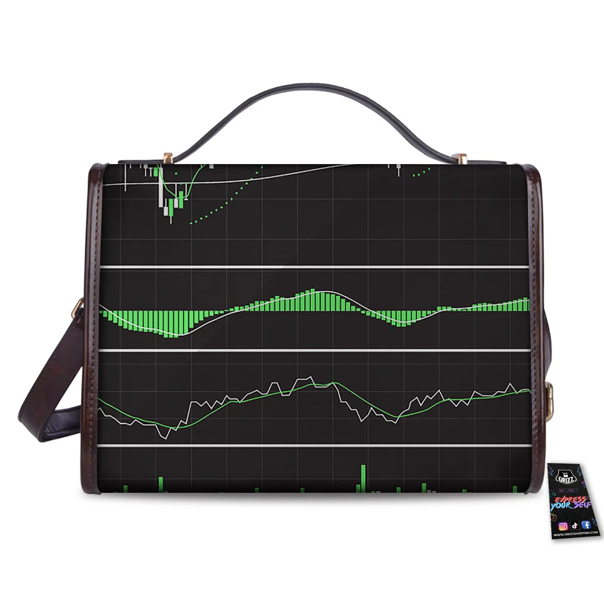 Indicators And Stock Candlestick Print Women's Satchel Bag - Image 2