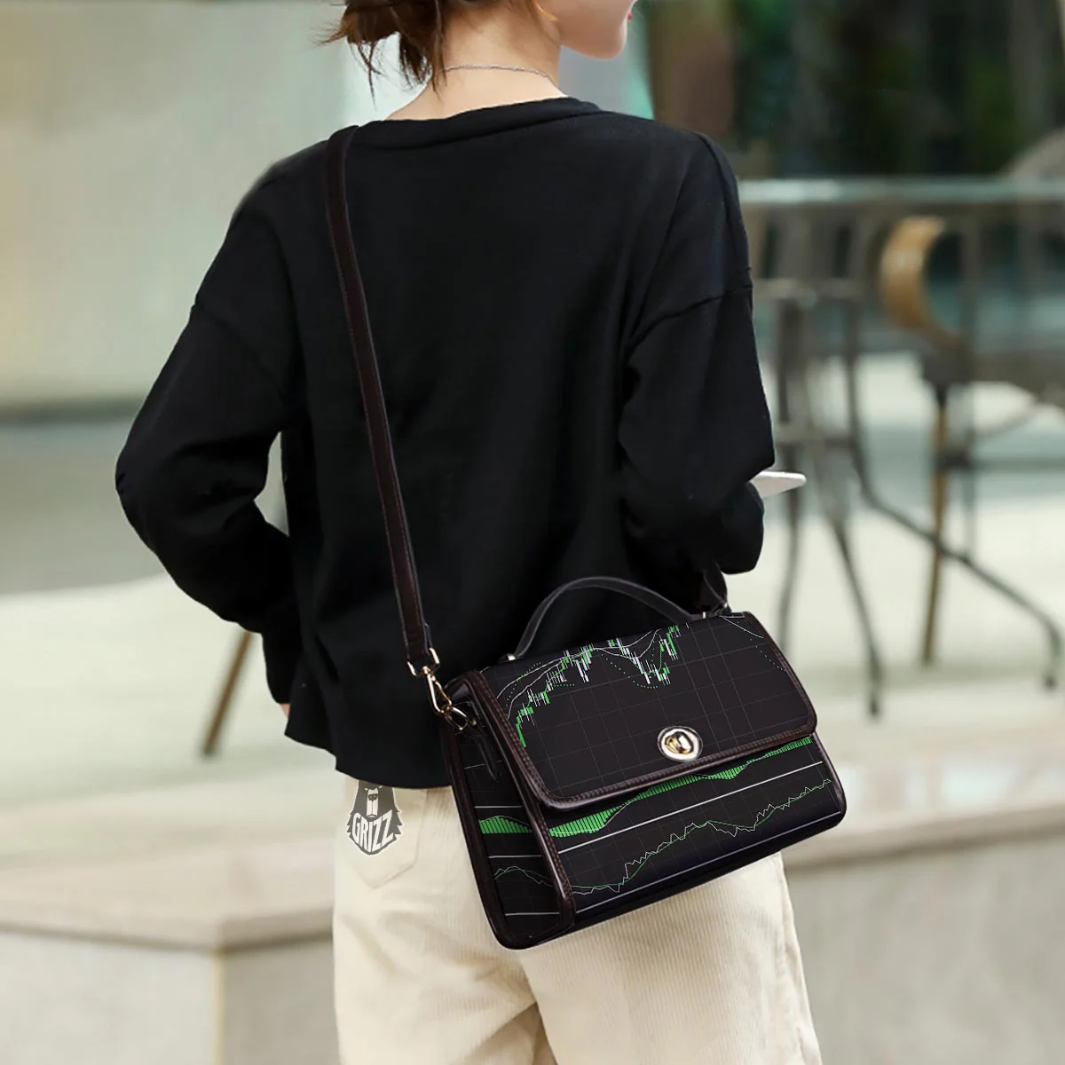 Indicators And Stock Candlestick Print Women's Satchel Bag - Image 3