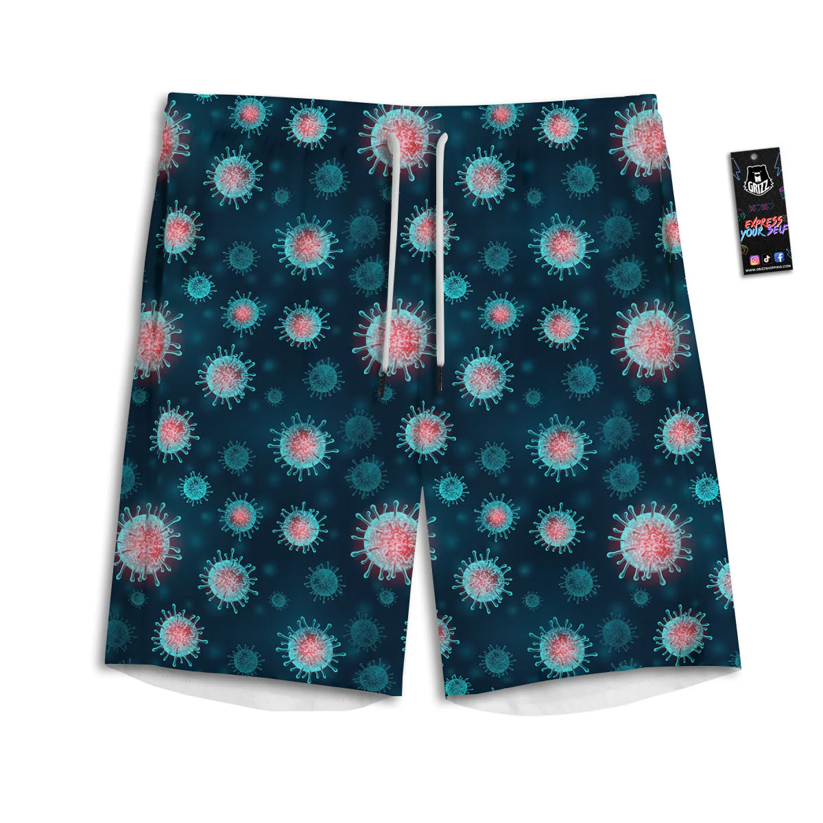 Infection Virus Print Pattern Men's Athletic Shorts