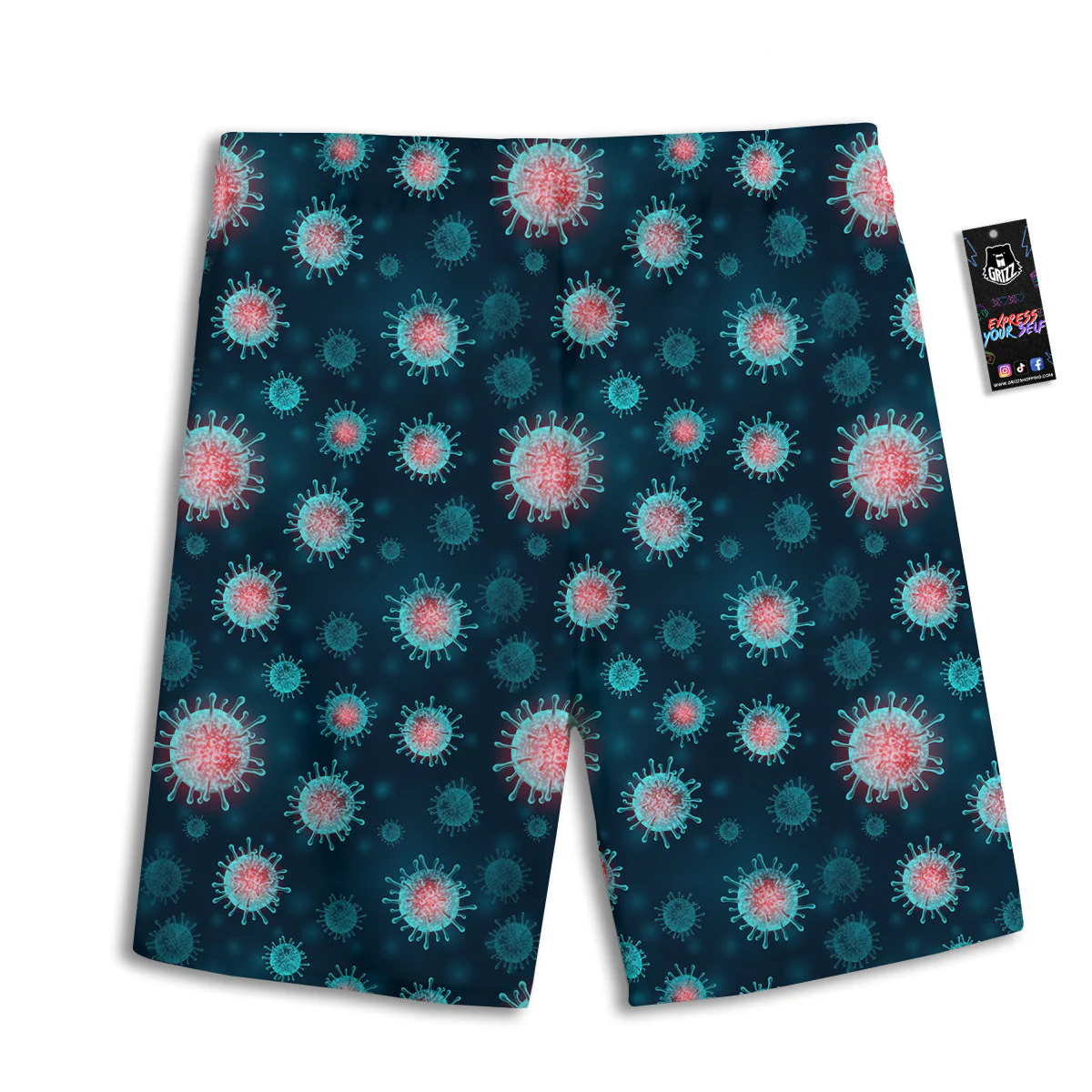 Infection Virus Print Pattern Men's Athletic Shorts - Image 2