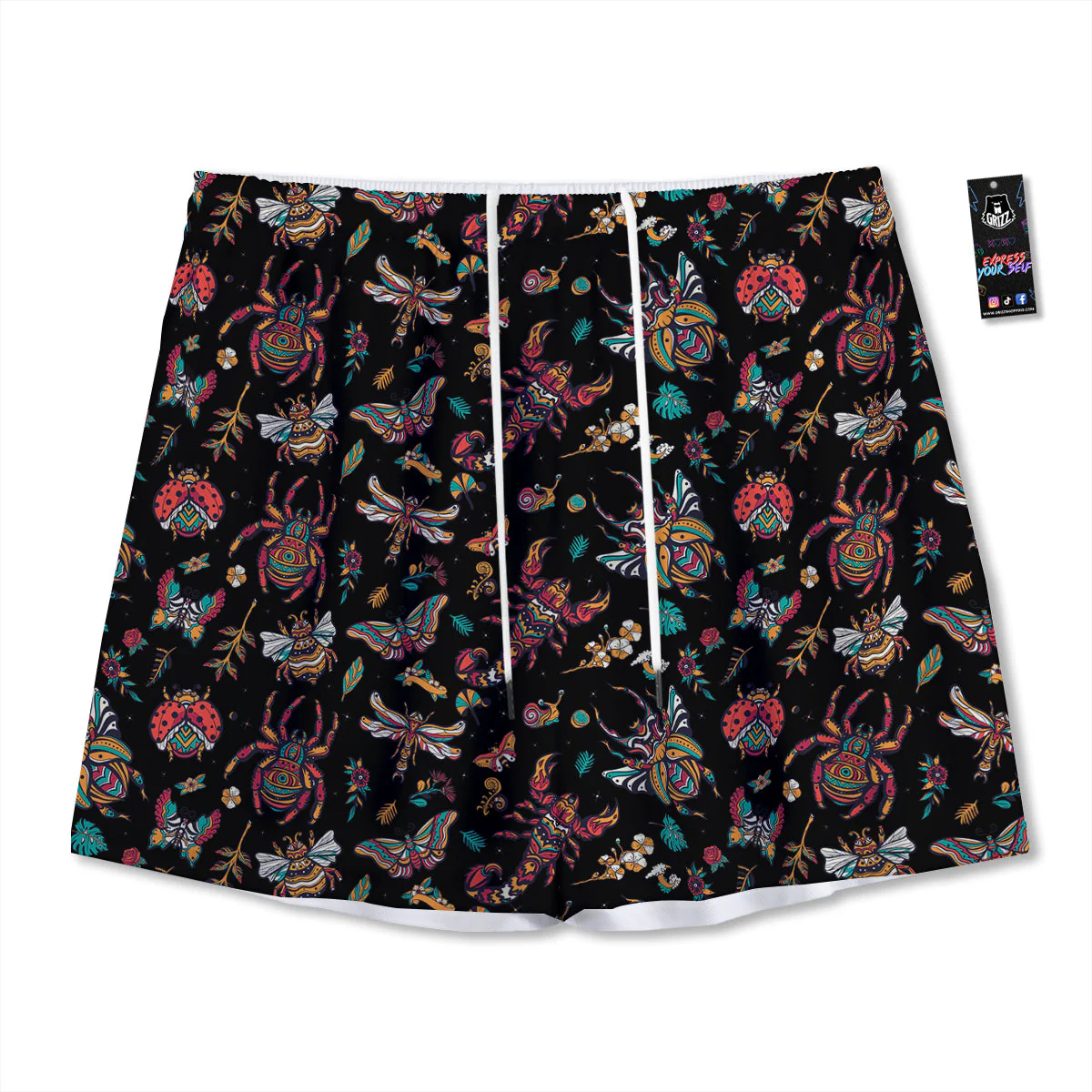 Insect Old School Tattoo Print Pattern Mesh Shorts