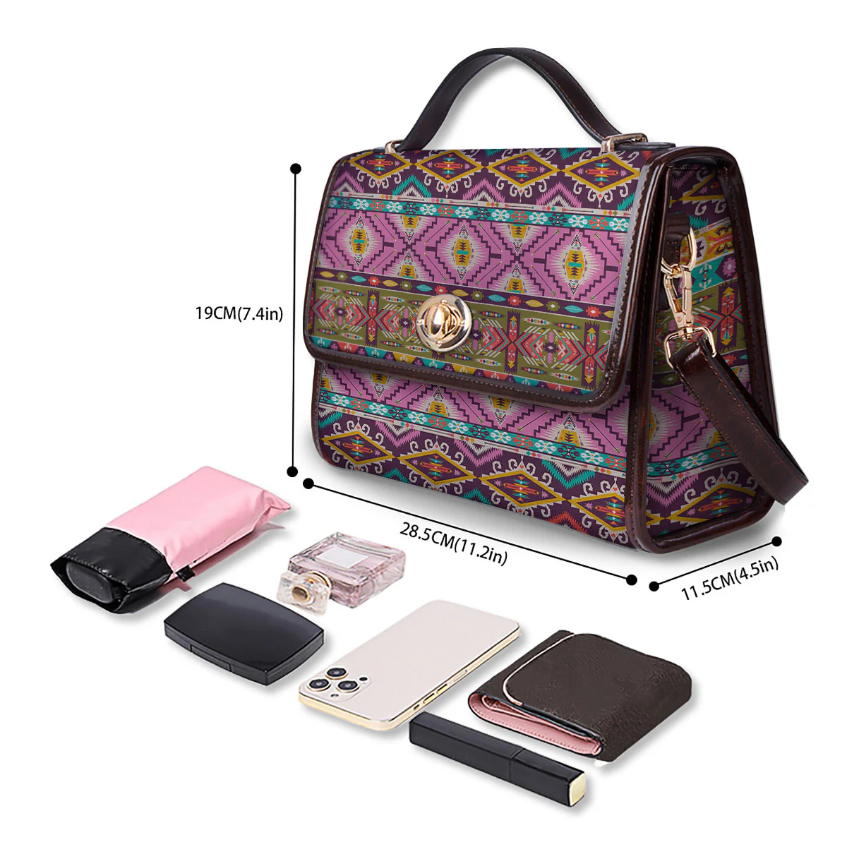 Inspired Native Print Pattern Women's Satchel Bag - Image 4