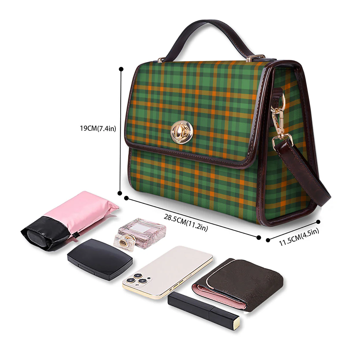 Irish Plaid Themed Print Pattern Women's Satchel Bag - Image 4