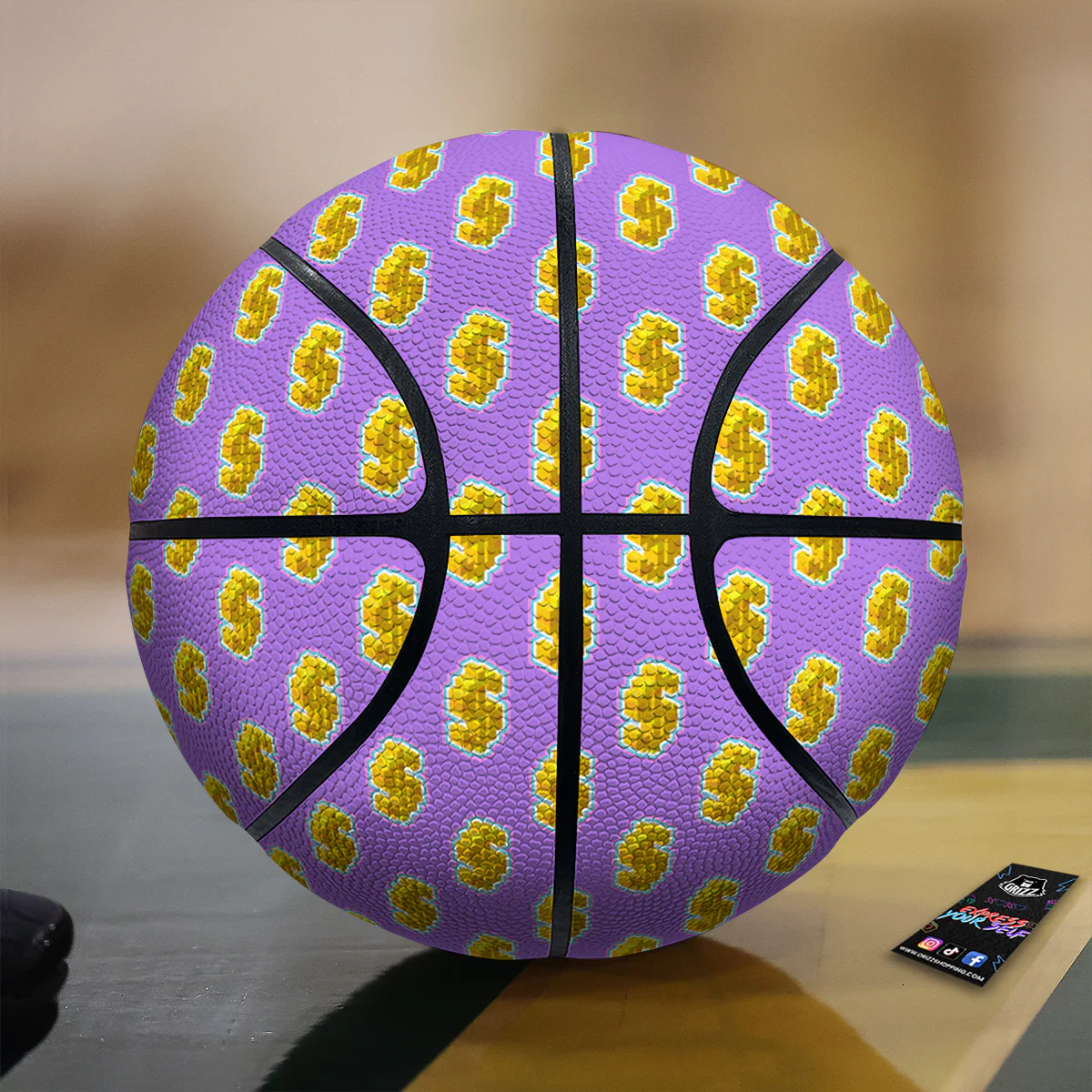 Isometric Gold Dollar Print Pattern Basketball