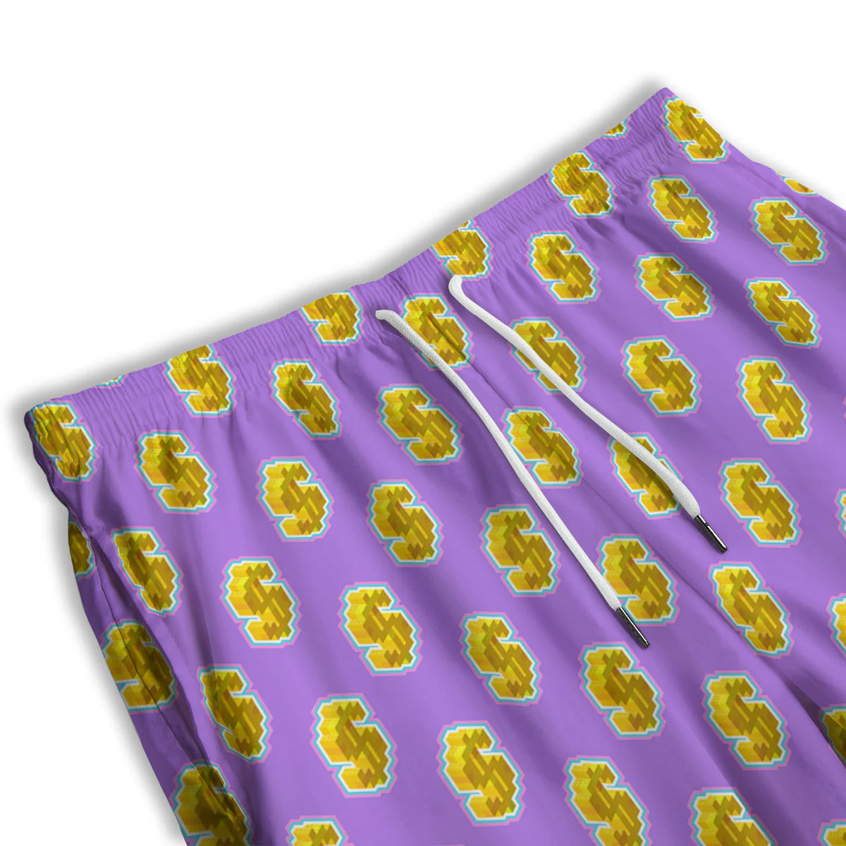 Isometric Gold Dollar Print Pattern Men's Athletic Shorts - Image 3