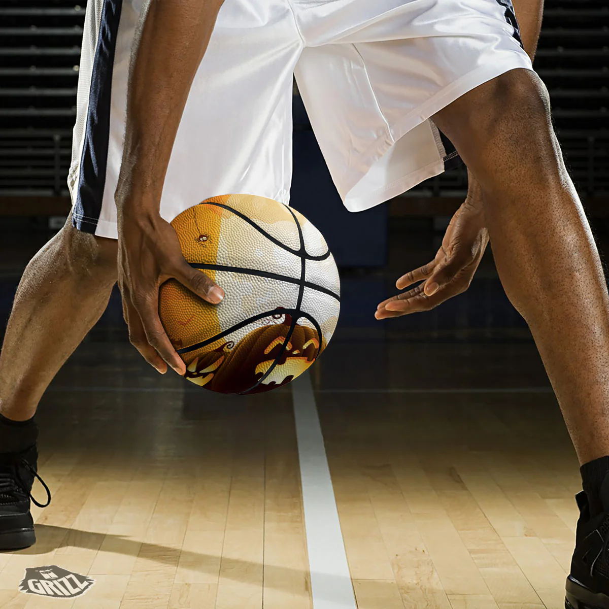 Jack-O'-Lantern Pumpkin Halloween Print Basketball - Image 3