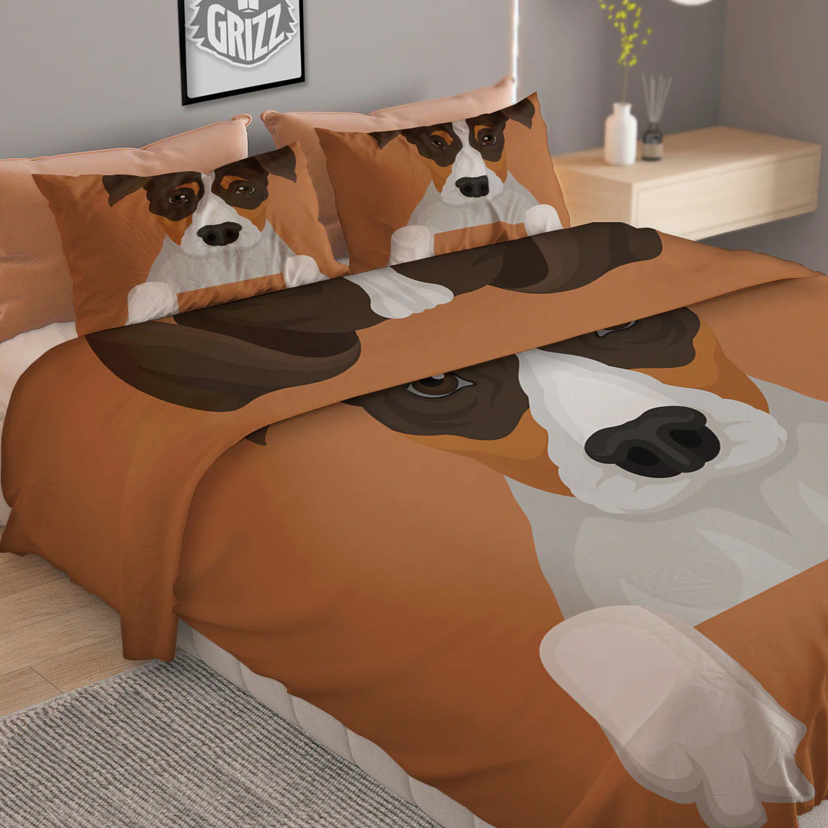 Jack Russell Terrier Cartoon Print Duvet Cover Bedding Set - Image 2