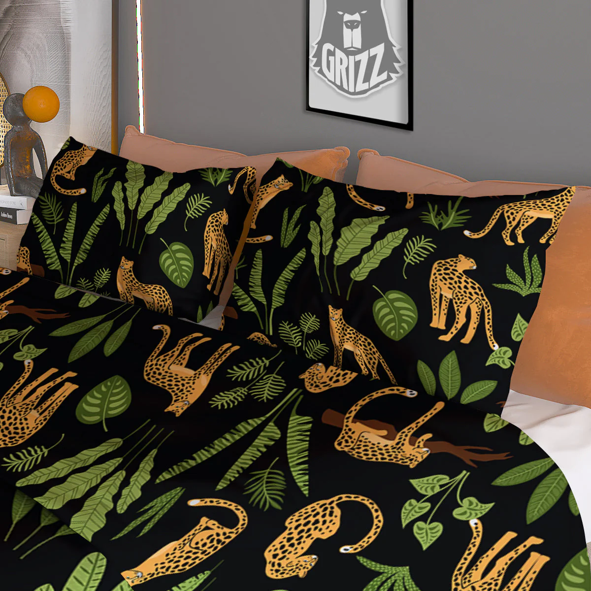 Jaguar Tropical Print Pattern Duvet Cover Bedding Set - Image 3