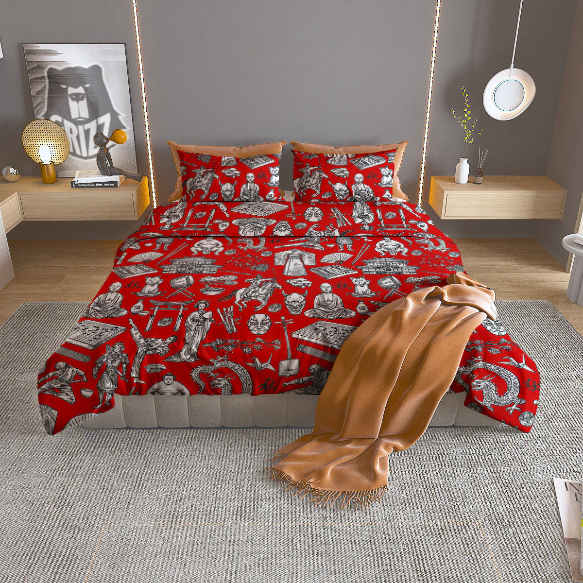 Japan History And Culture Print Pattern Duvet Cover Bedding Set
