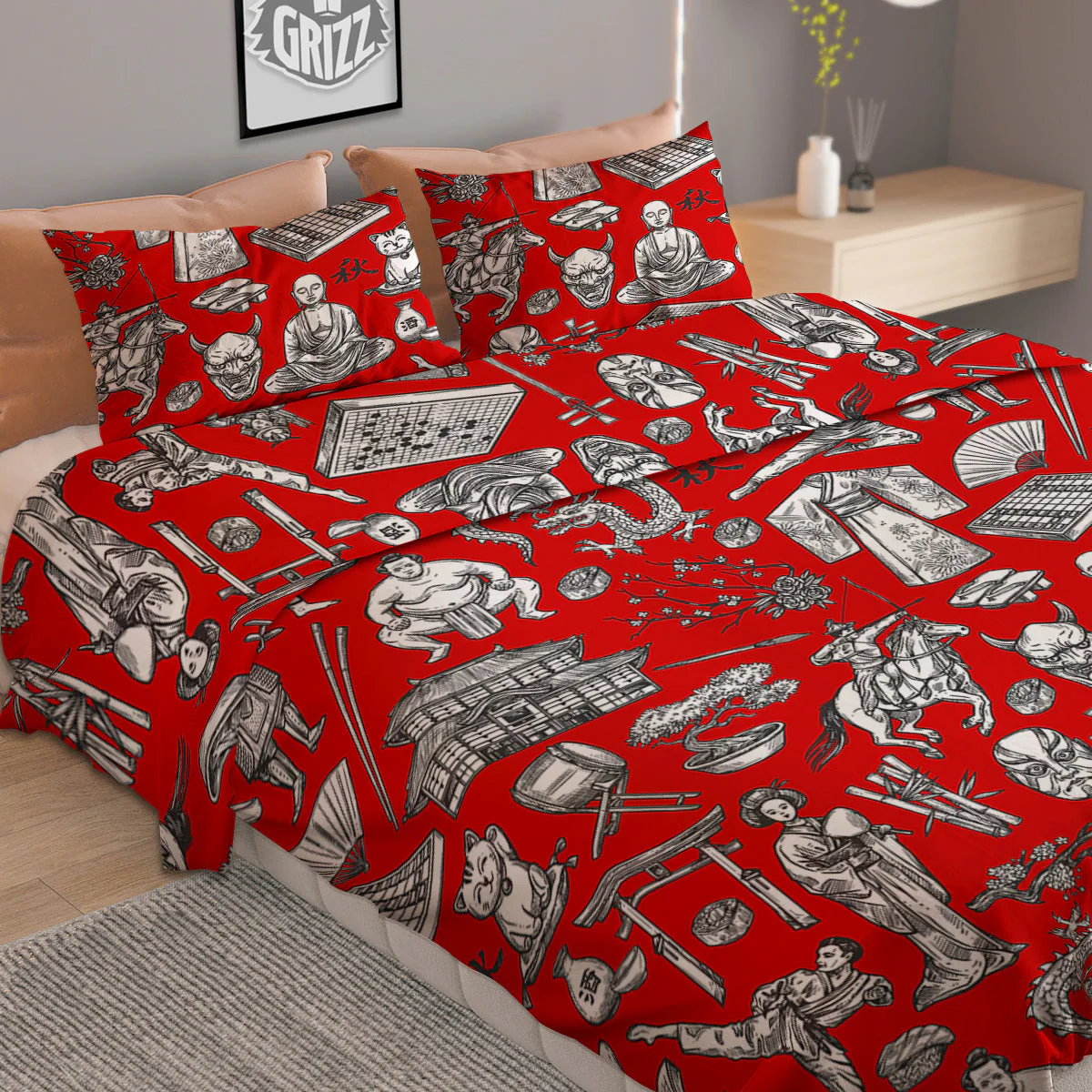 Japan History And Culture Print Pattern Duvet Cover Bedding Set - Image 2