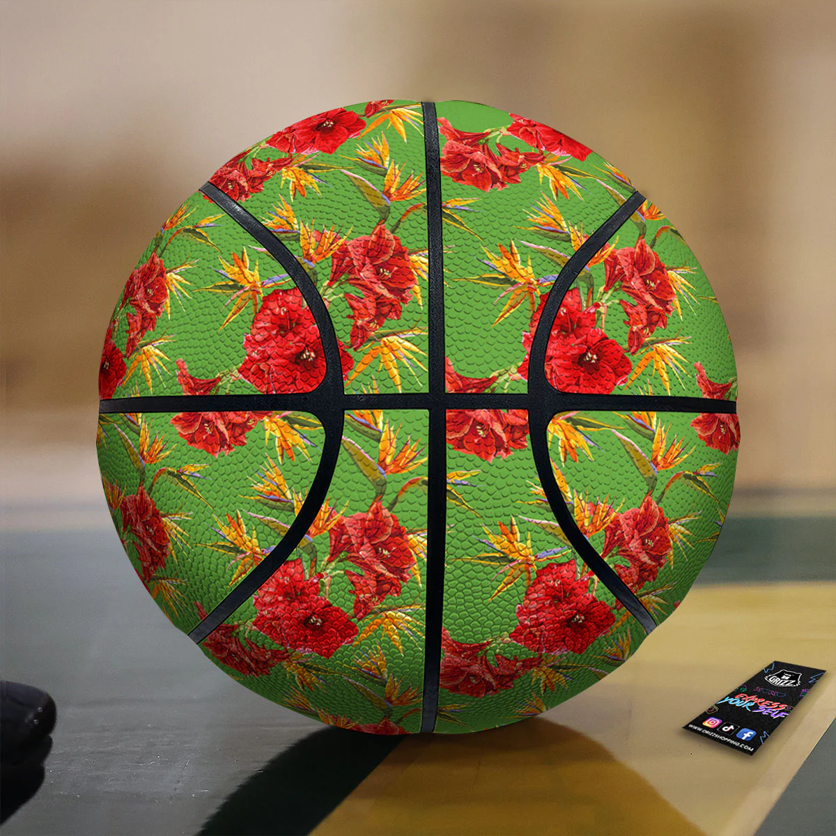 Japanese Amaryllis Yellow And Red Print Pattern Basketball