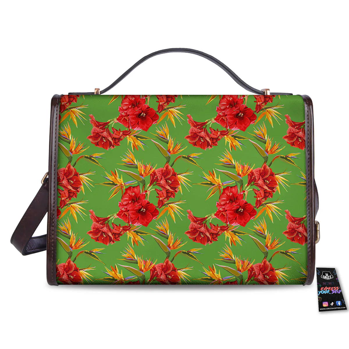 Japanese Amaryllis Yellow And Red Print Pattern Women's Satchel Bag - Image 2