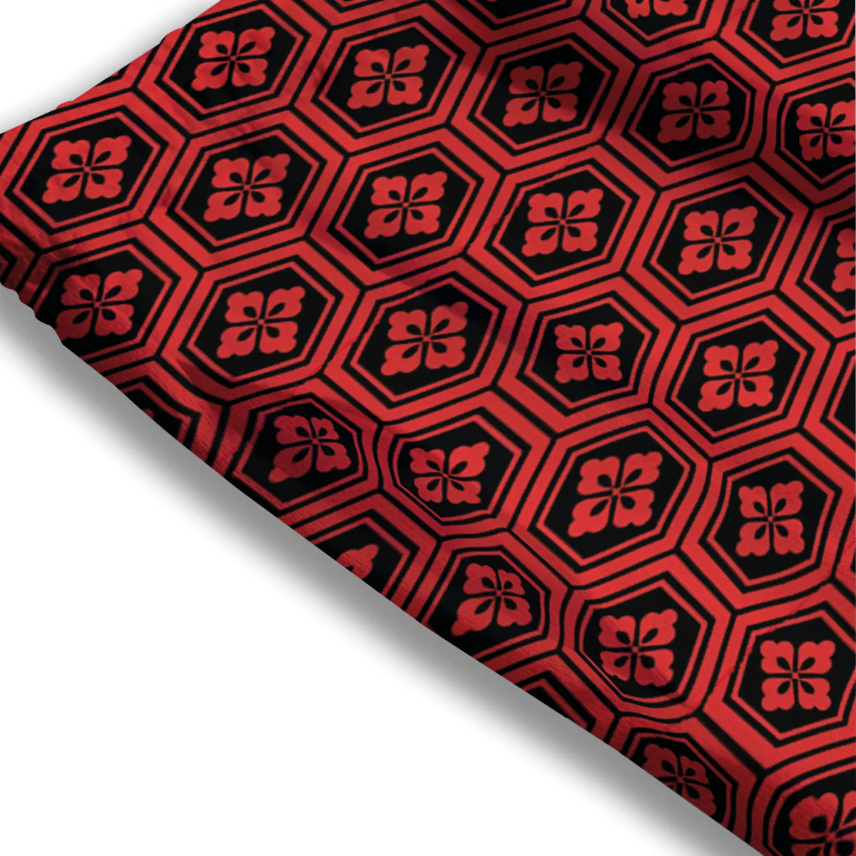 Japanese Black And Red Print Pattern Mesh Shorts - Image 3