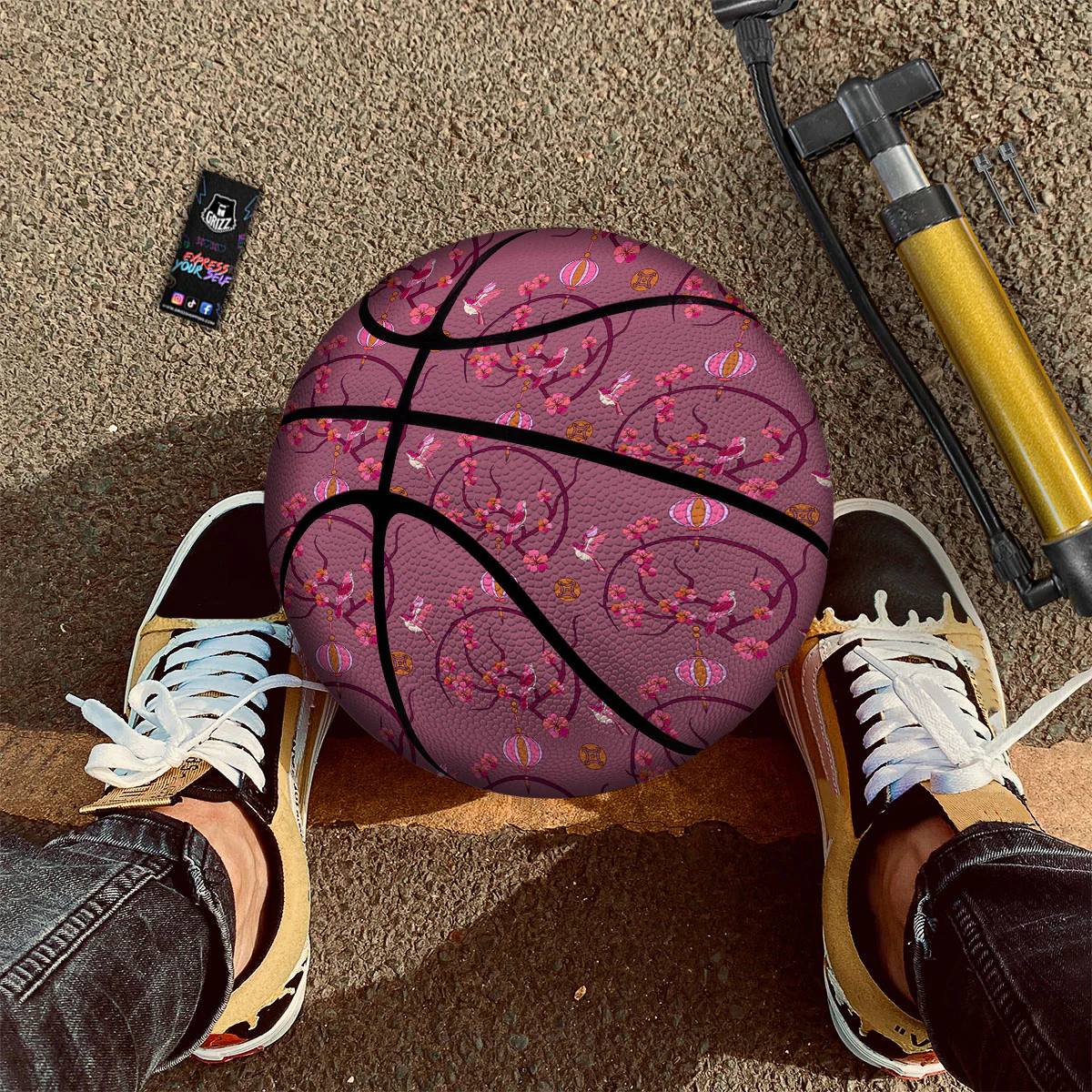 Japanese Lantern Pink Print Pattern Basketball - Image 2