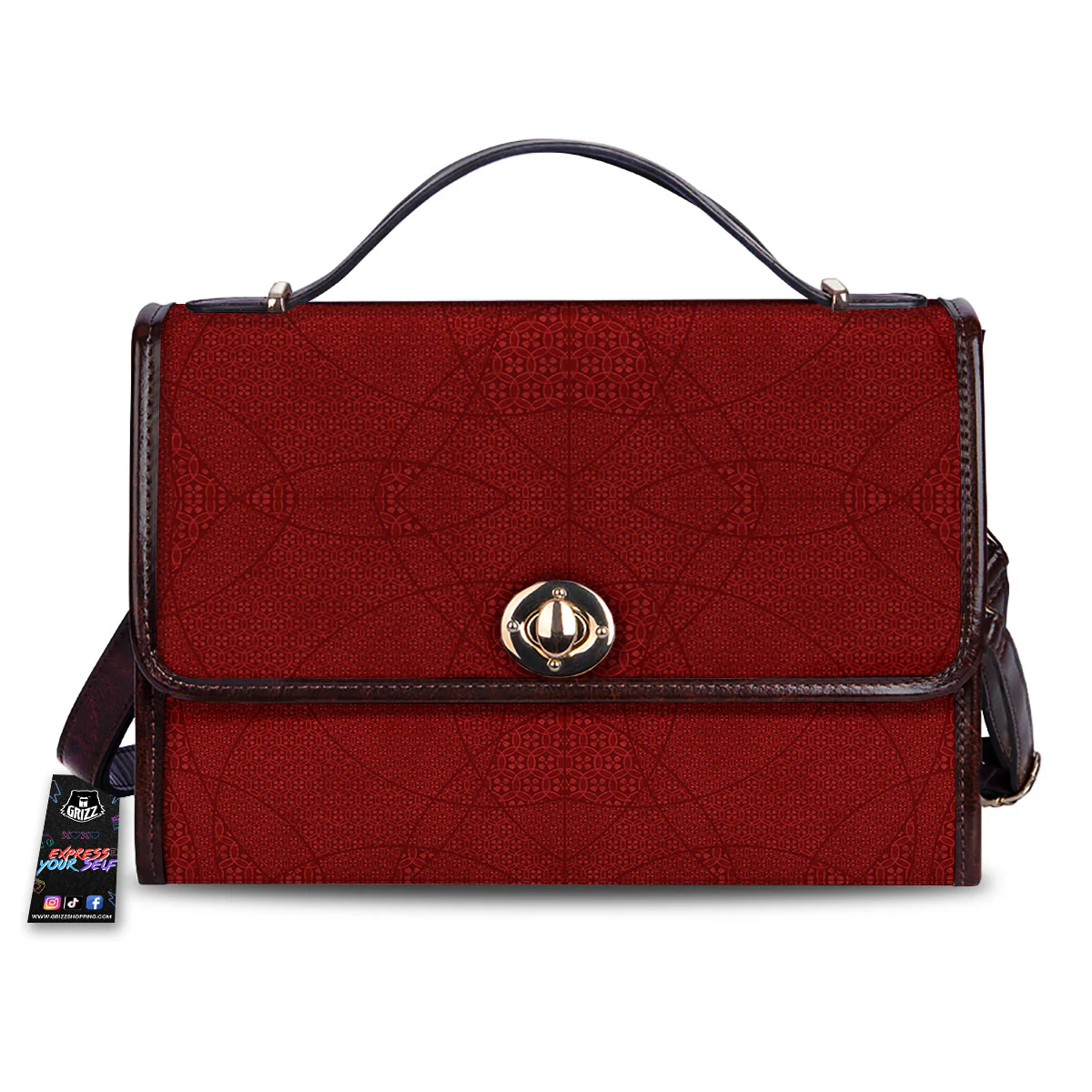 Japanese Red Print Pattern Women's Satchel Bag