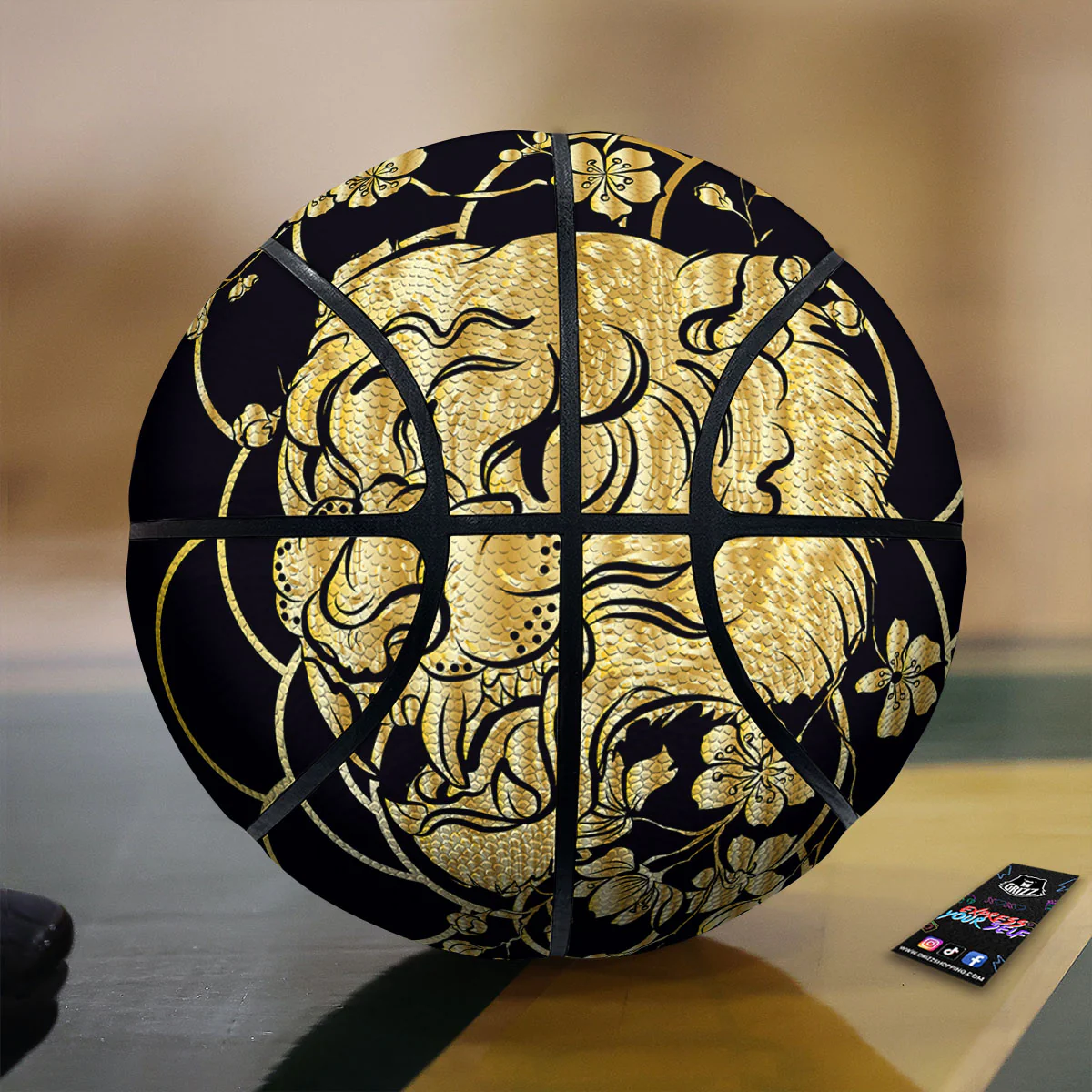 Japanese Tiger Gold And Black Print Basketball