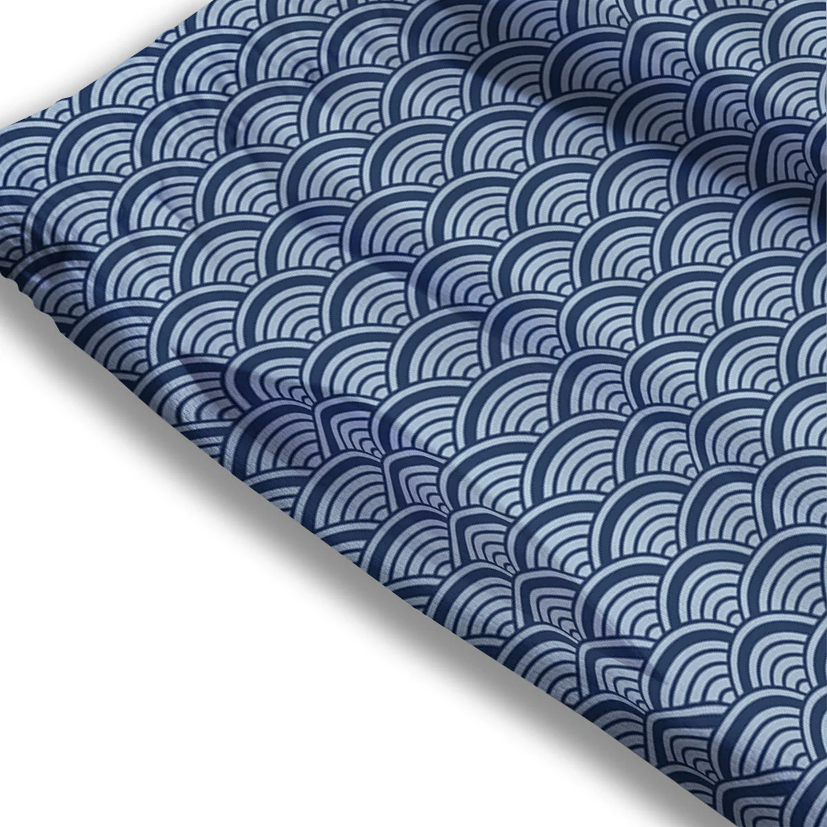Japanese Wave Blue Print Pattern Mesh Shorts - Image 3