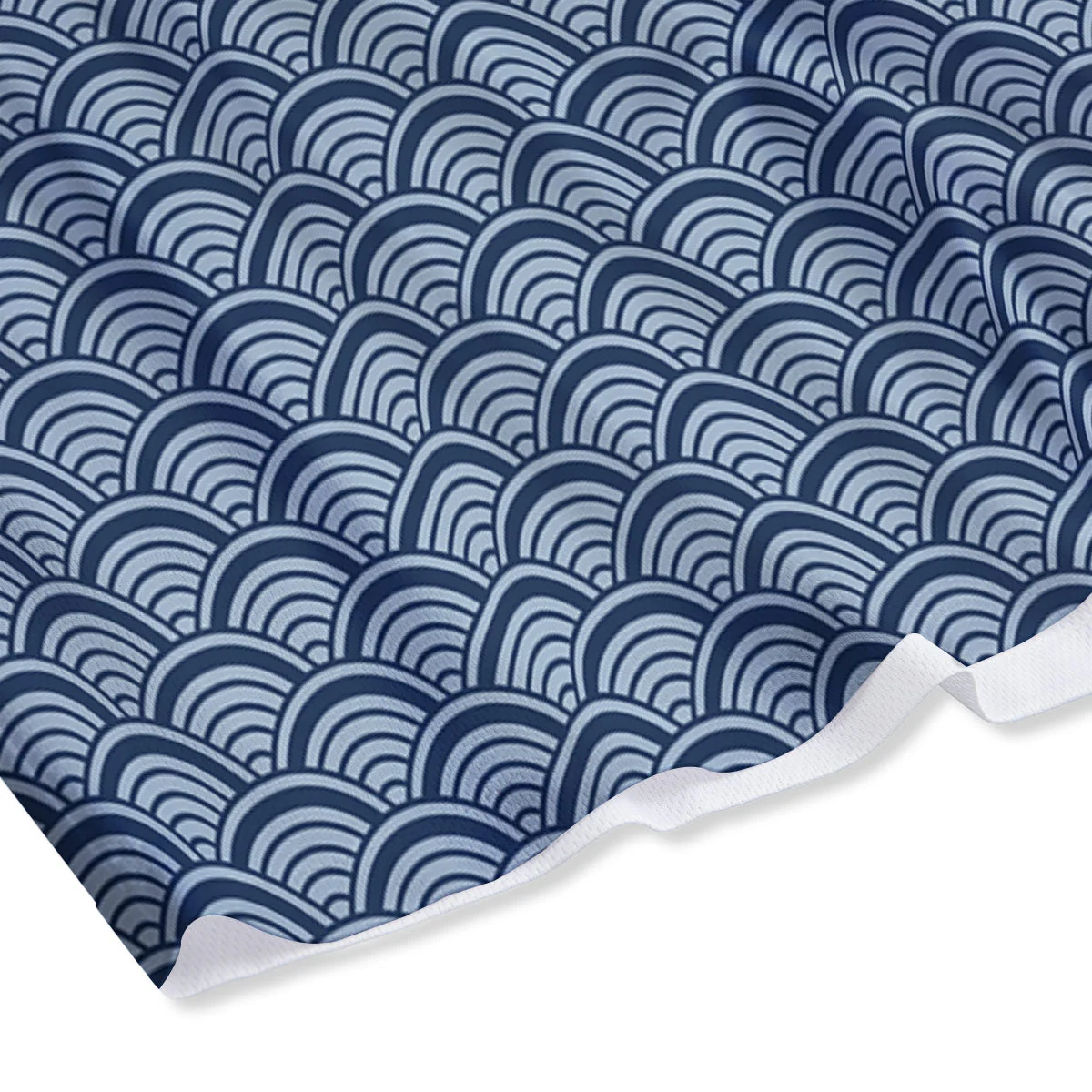 Japanese Wave Blue Print Pattern Mesh Shorts - Image 4