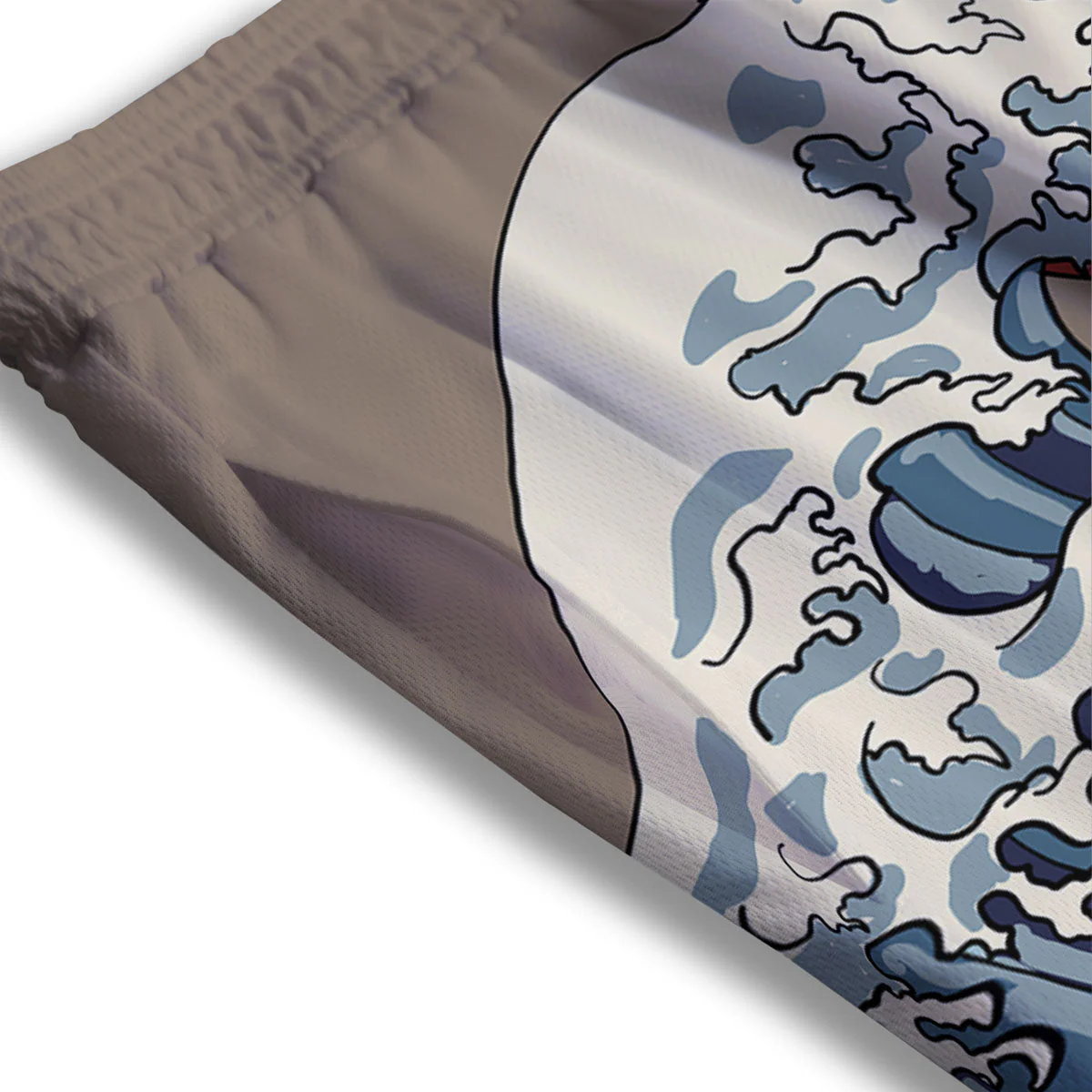 Japanese Wave Red Sun Print Mesh Shorts - Image 3
