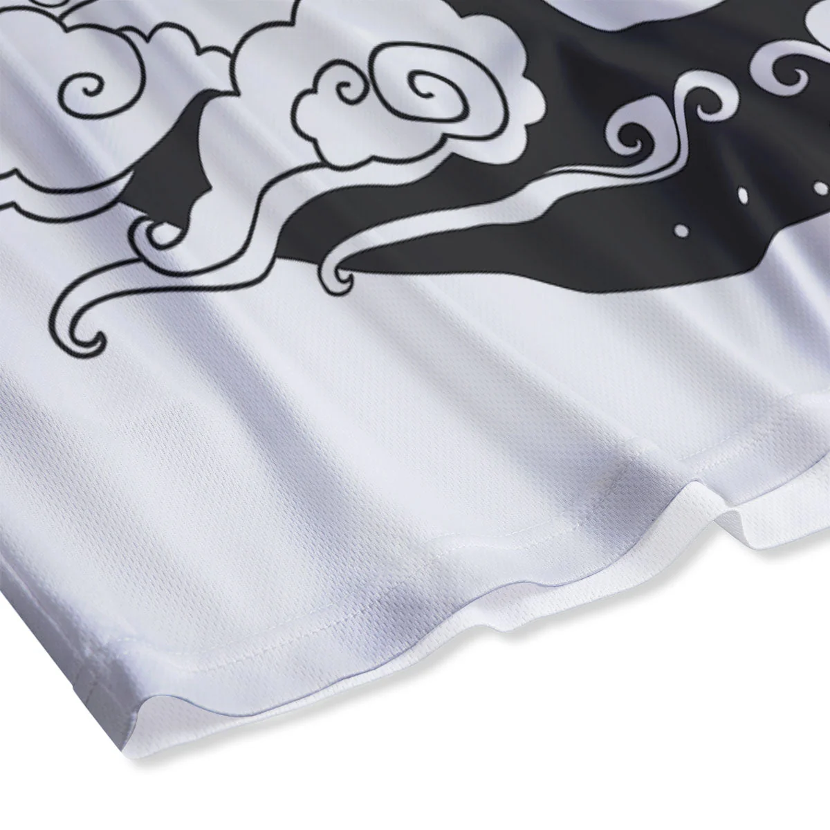 Japanese Yin Yang White And Black Print Mesh Shorts - Image 4