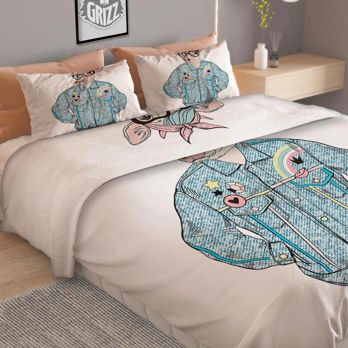 Jeans Cow Denim Print Duvet Cover Bedding Set - Image 2