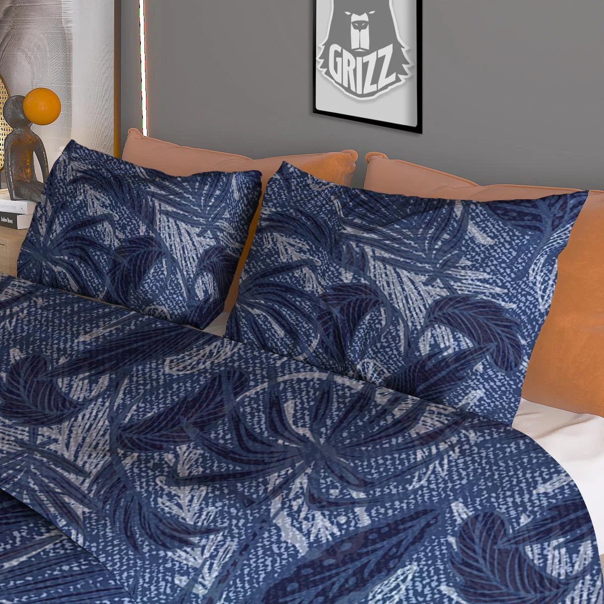 Jeans Denim Tropical Print Pattern Duvet Cover Bedding Set - Image 3