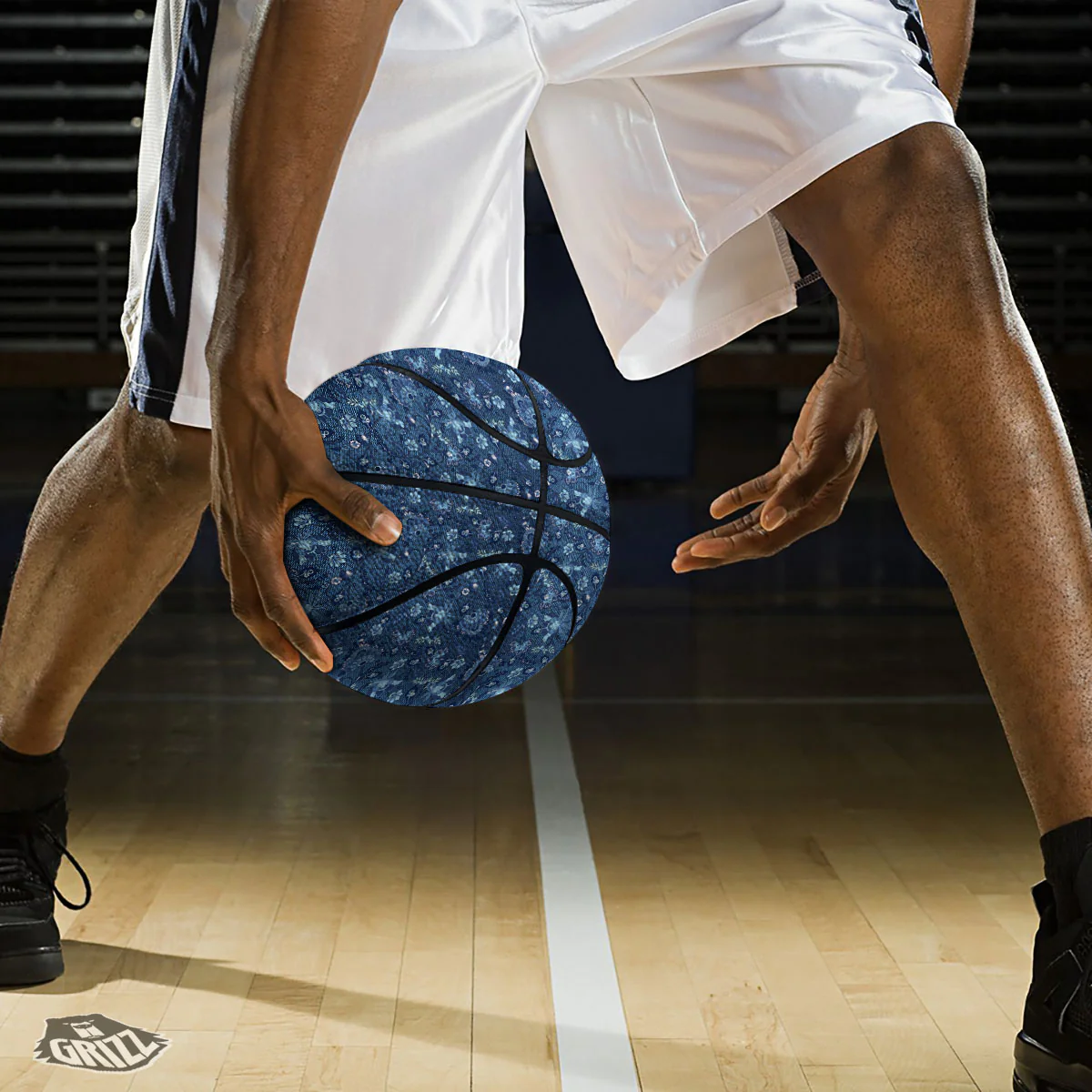 Jeans Floral Denim Print Pattern Basketball - Image 3