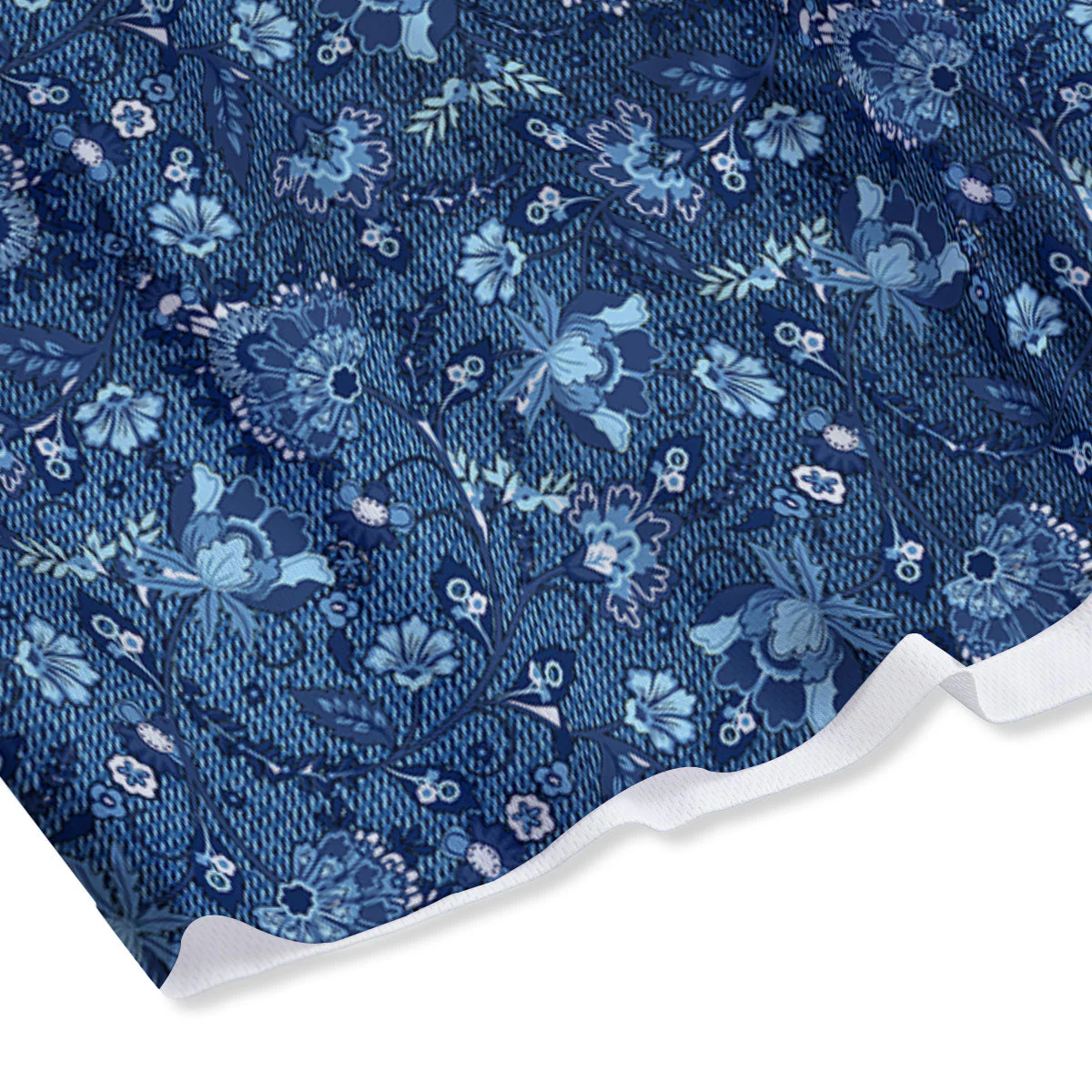 Jeans Floral Denim Print Pattern Mesh Shorts - Image 4