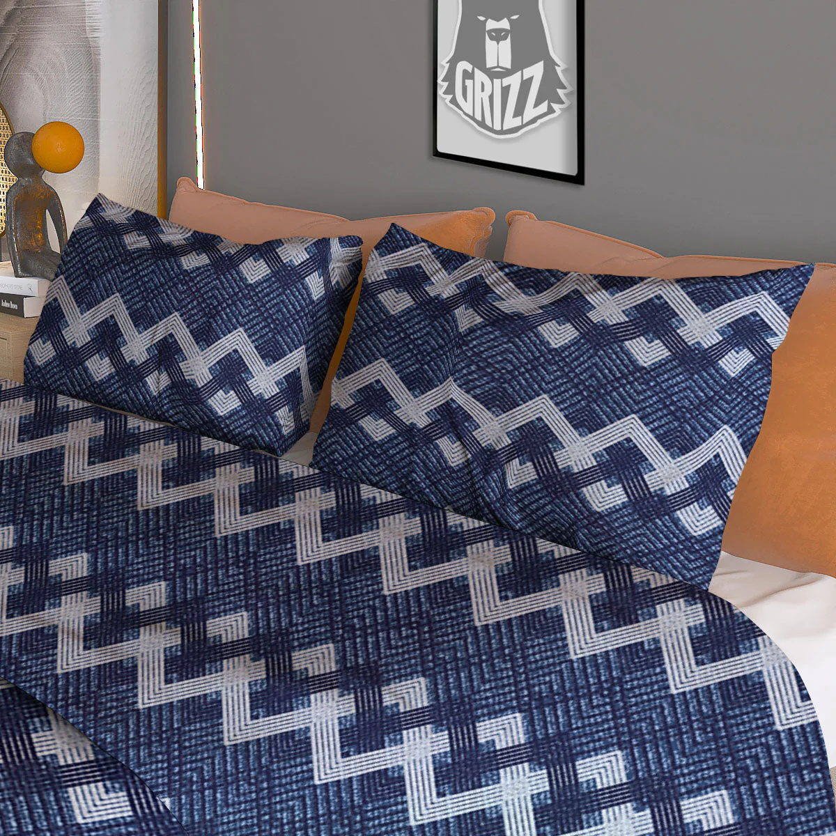 Jeans Geometric Denim Print Pattern Duvet Cover Bedding Set - Image 3