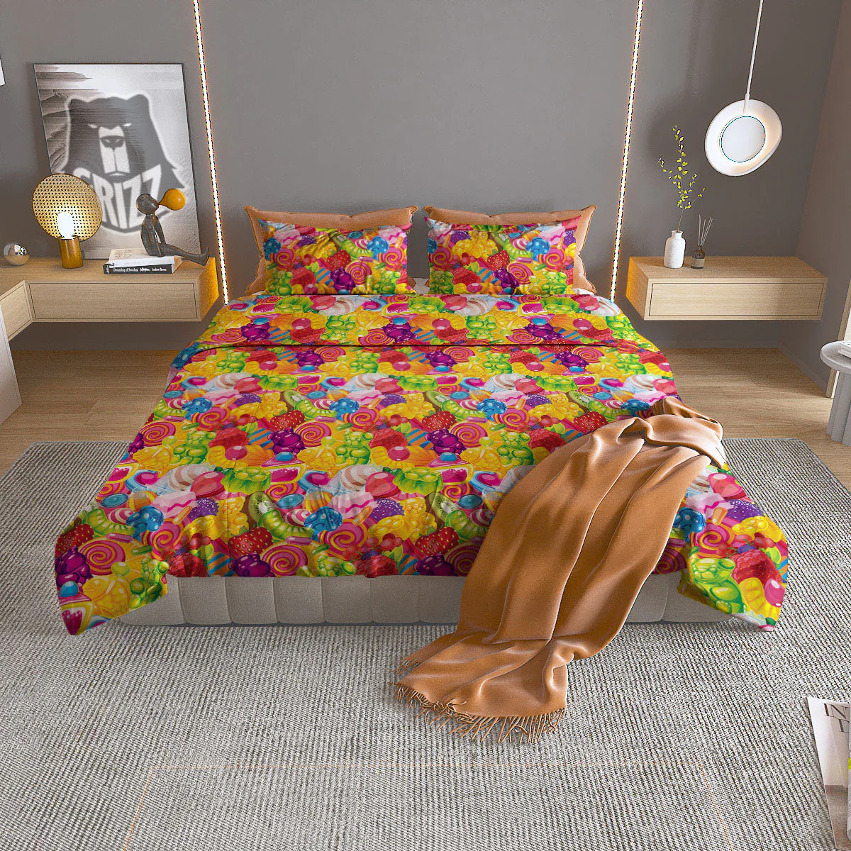 Jelly And Candy Print Pattern Duvet Cover Bedding Set