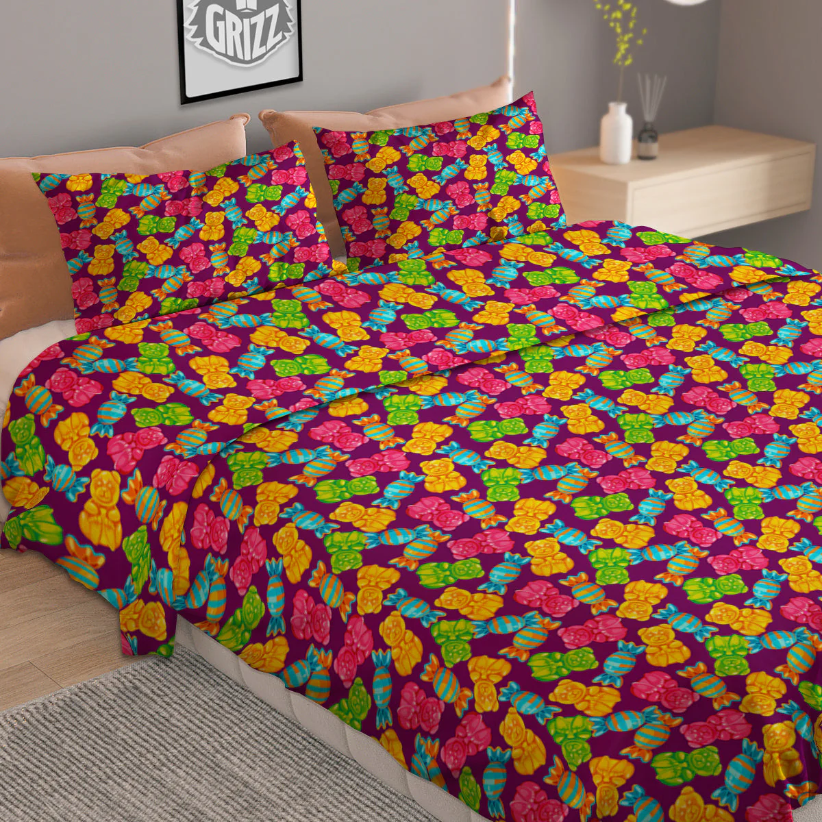Jelly And Colorful Candy Print Duvet Cover Bedding Set - Image 2