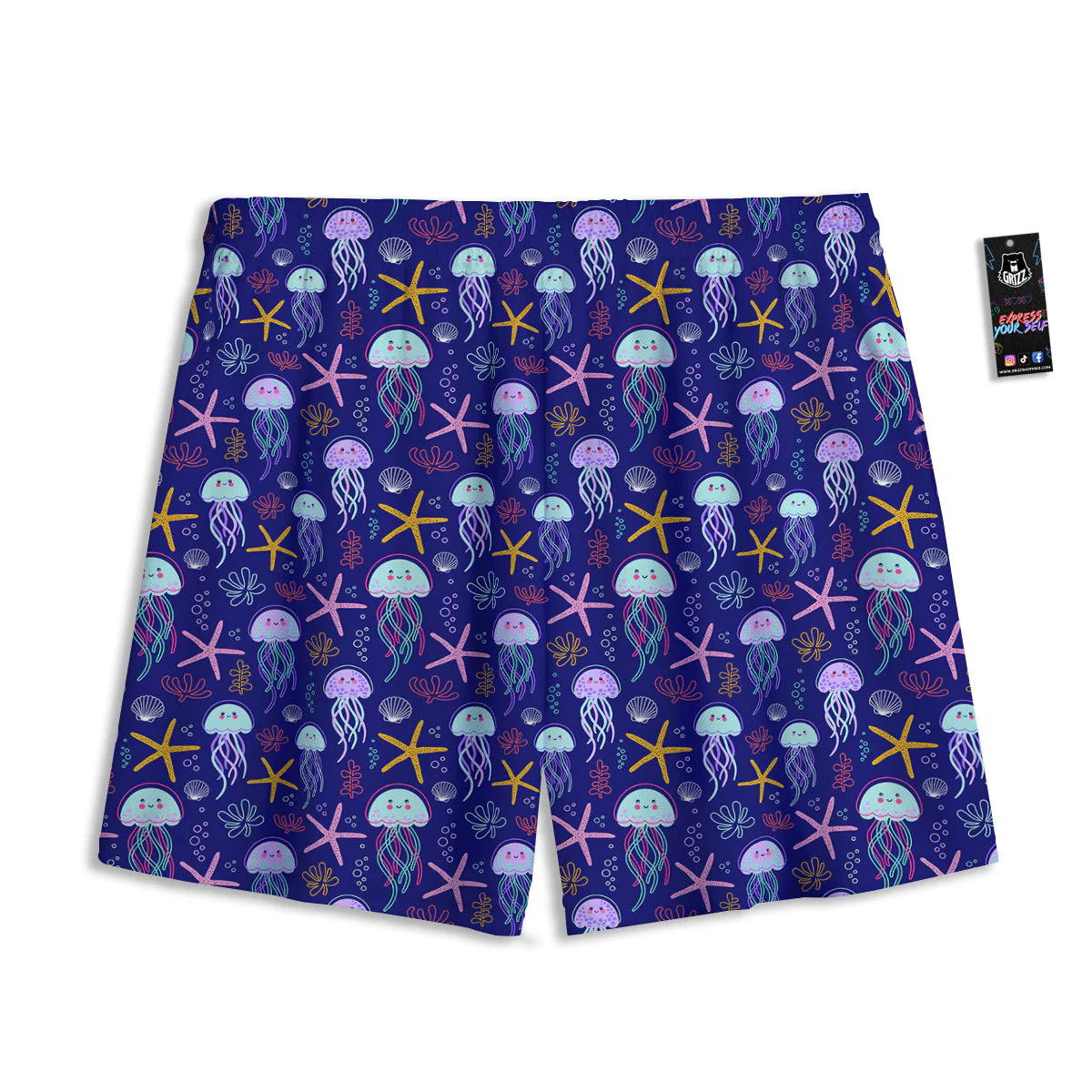 Jellyfish Cute Print Pattern Mesh Shorts - Image 2