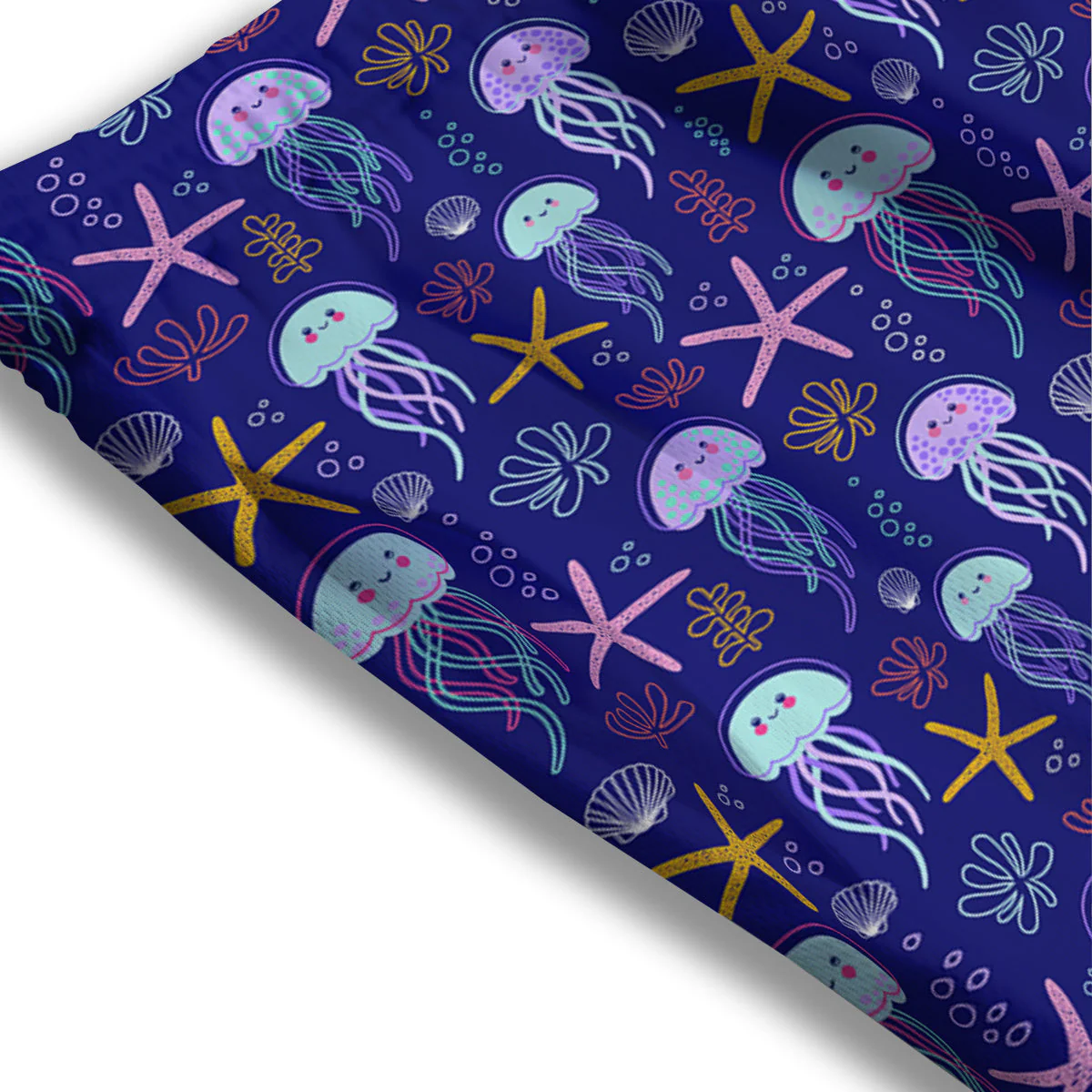 Jellyfish Cute Print Pattern Mesh Shorts - Image 3