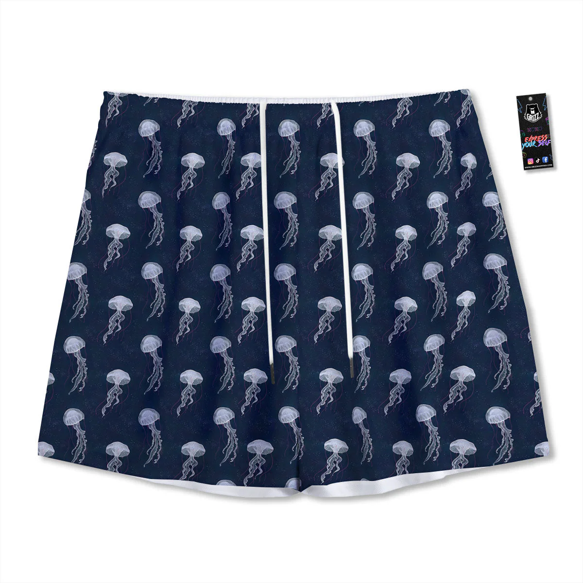 Jellyfish Fish Print Pattern Mesh Shorts