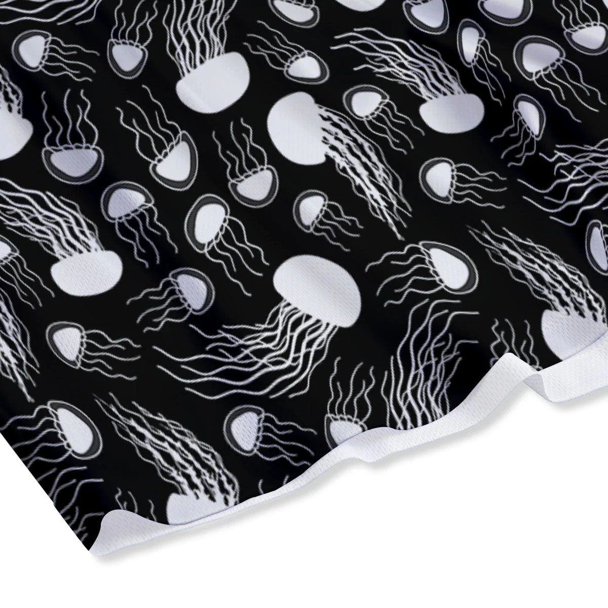 Jellyfish White And Black Print Pattern Mesh Shorts - Image 4