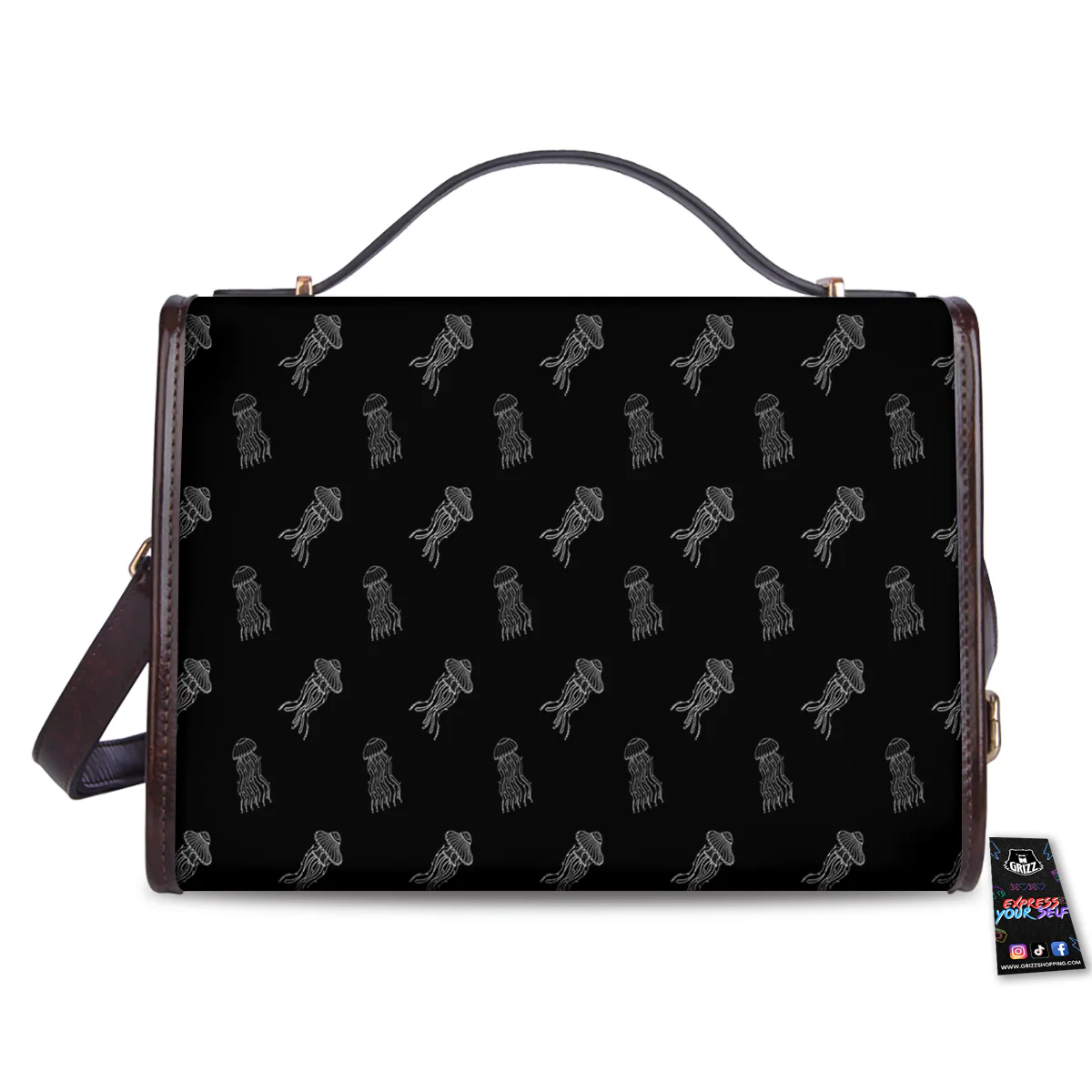 Jellyfish Zentangle Print Pattern Women's Satchel Bag - Image 2