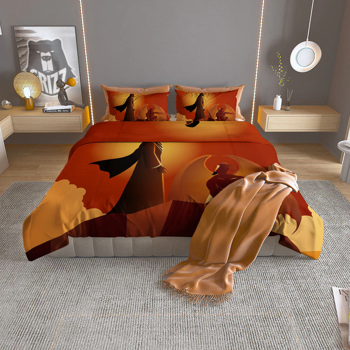 Jesus Christ And Satan Print Duvet Cover Bedding Set