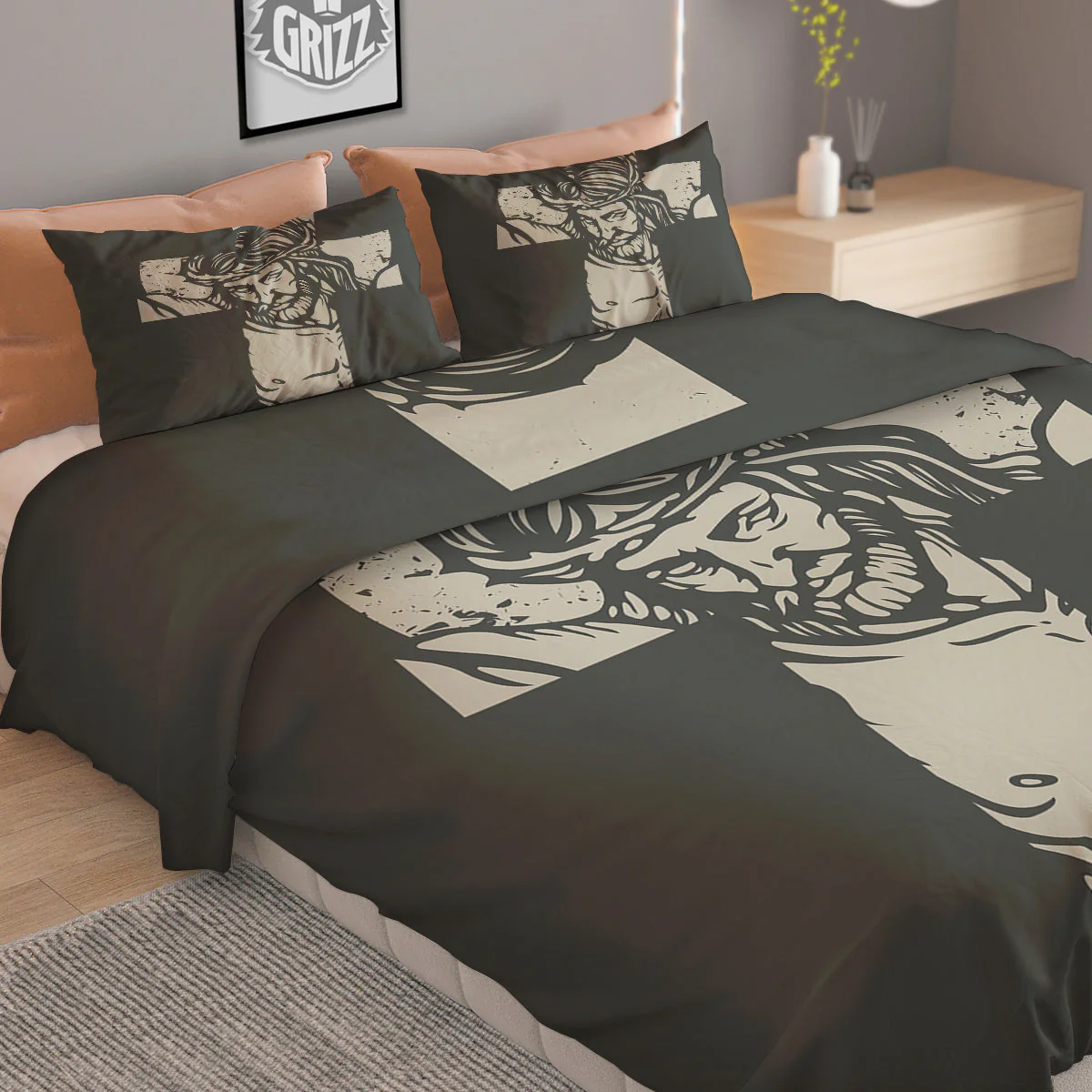 Jesus Christ Crucifixion Print Duvet Cover Bedding Set - Image 2