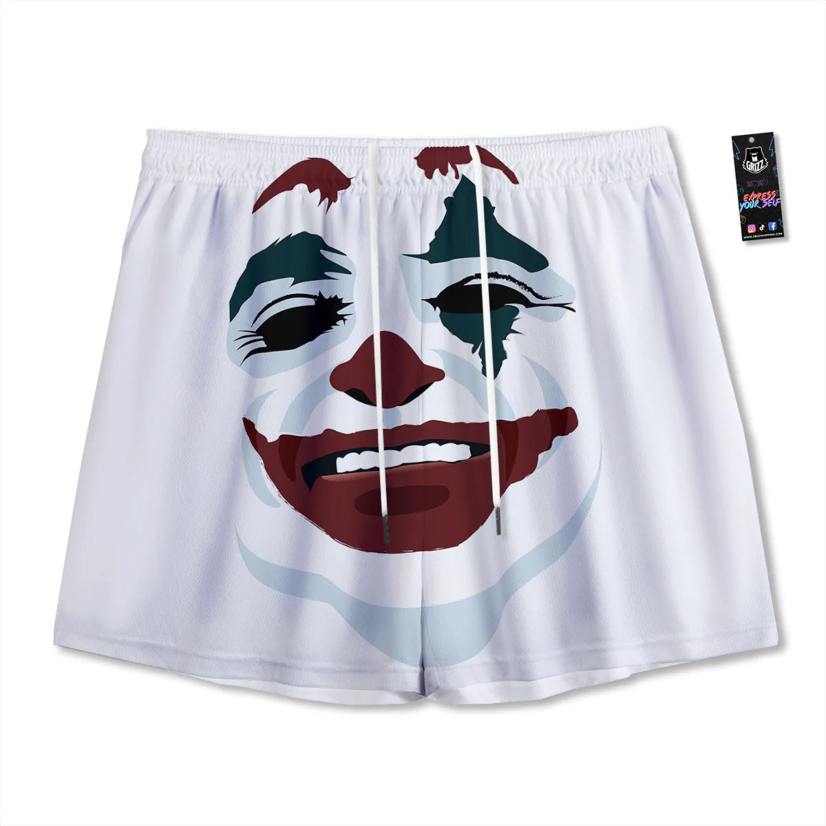 Joker Face Print Mesh Shorts