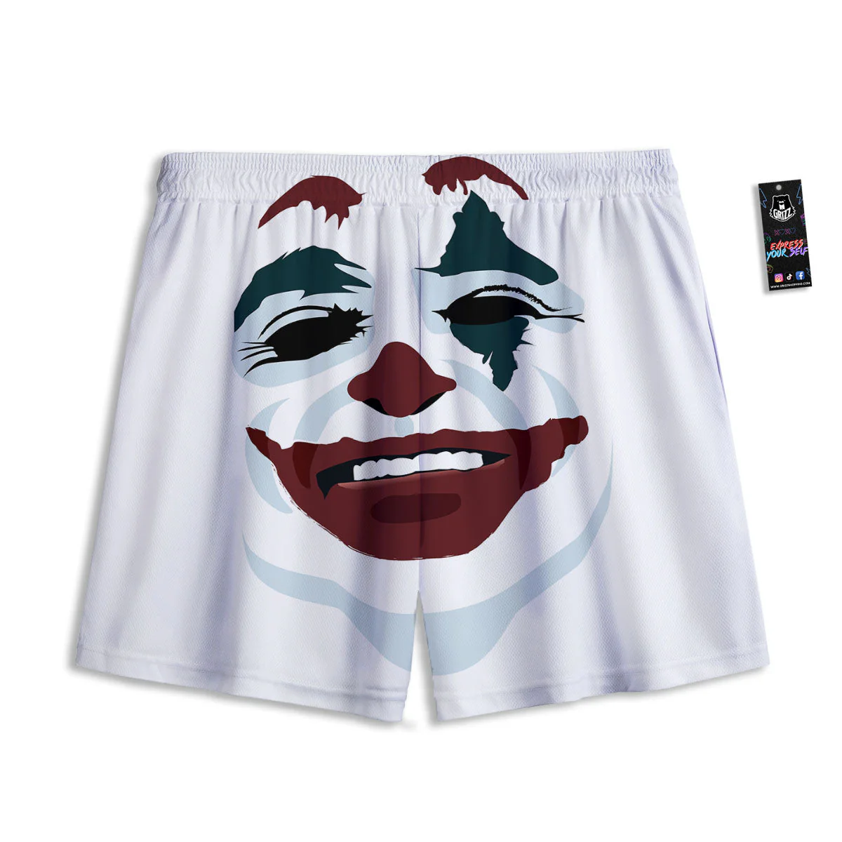 Joker Face Print Mesh Shorts - Image 2
