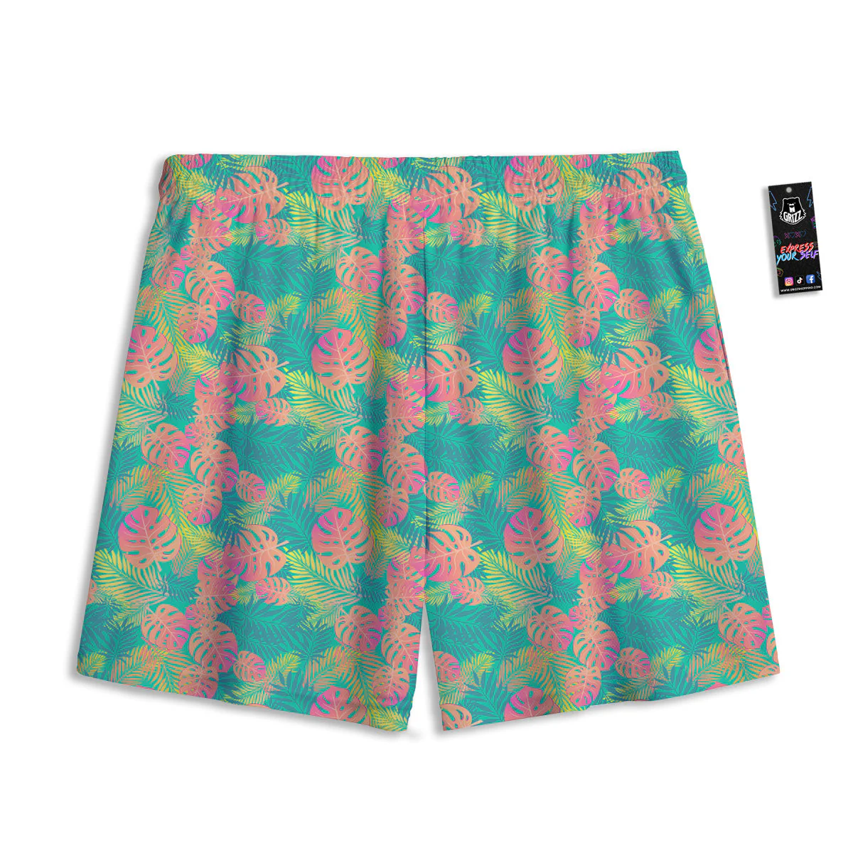 Jungle Hawaiian Colorful Tropical Print Mesh Shorts - Image 2